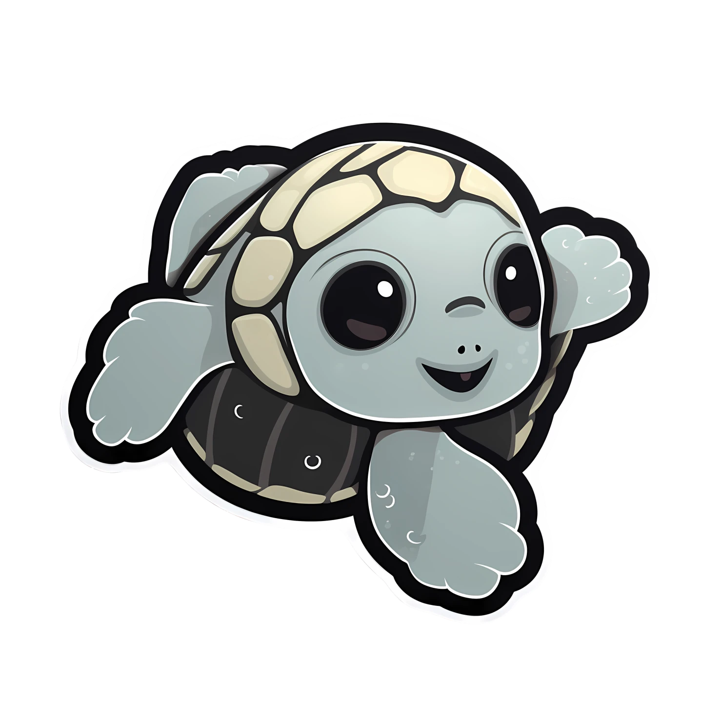Kawaii sea turtle sticker isolated on transparent background #28373