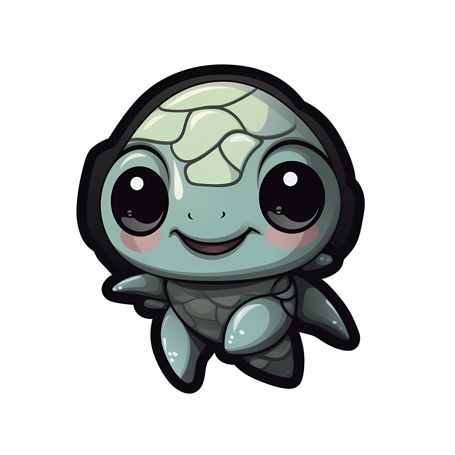 Kawaii sea turtle sticker isolated on transparent background #28374