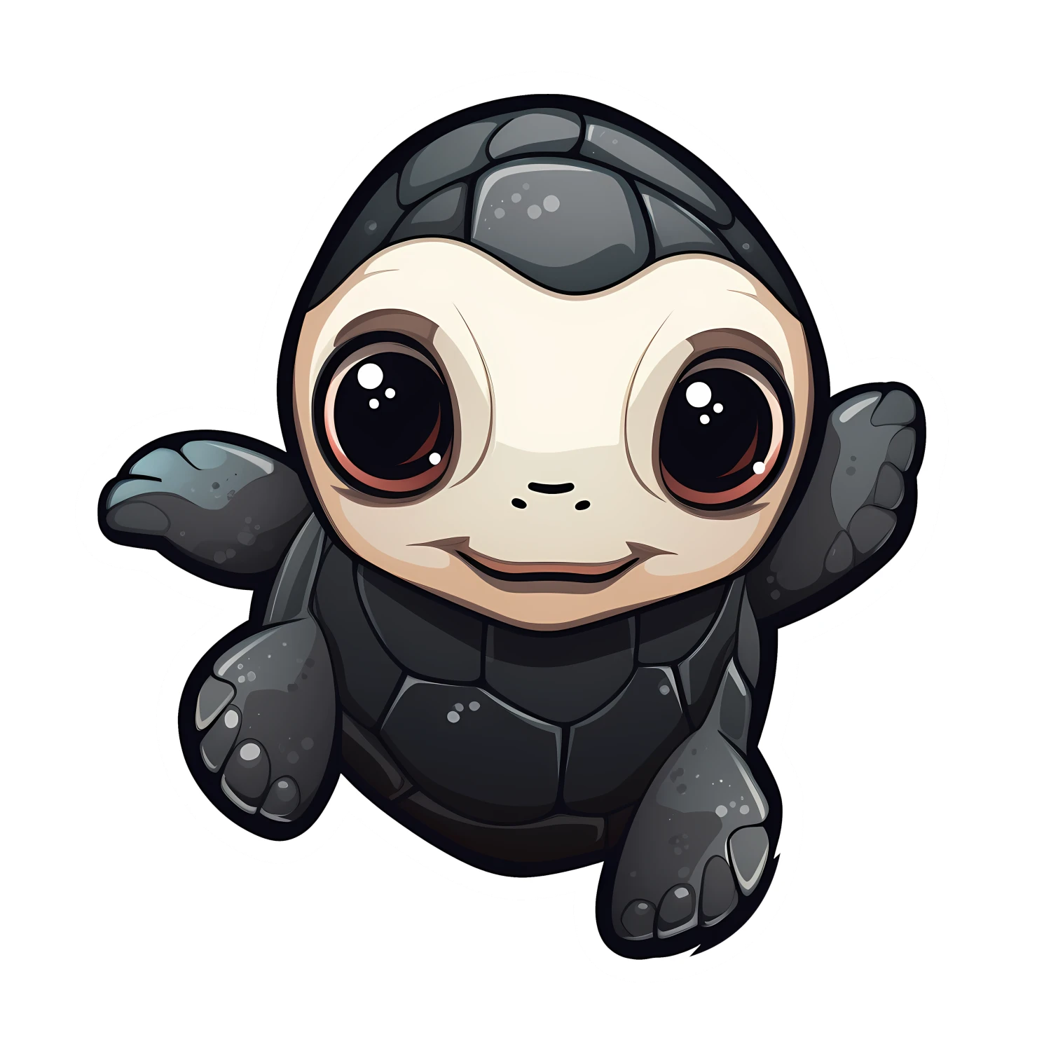 Kawaii sea turtle sticker isolated on transparent background #28375