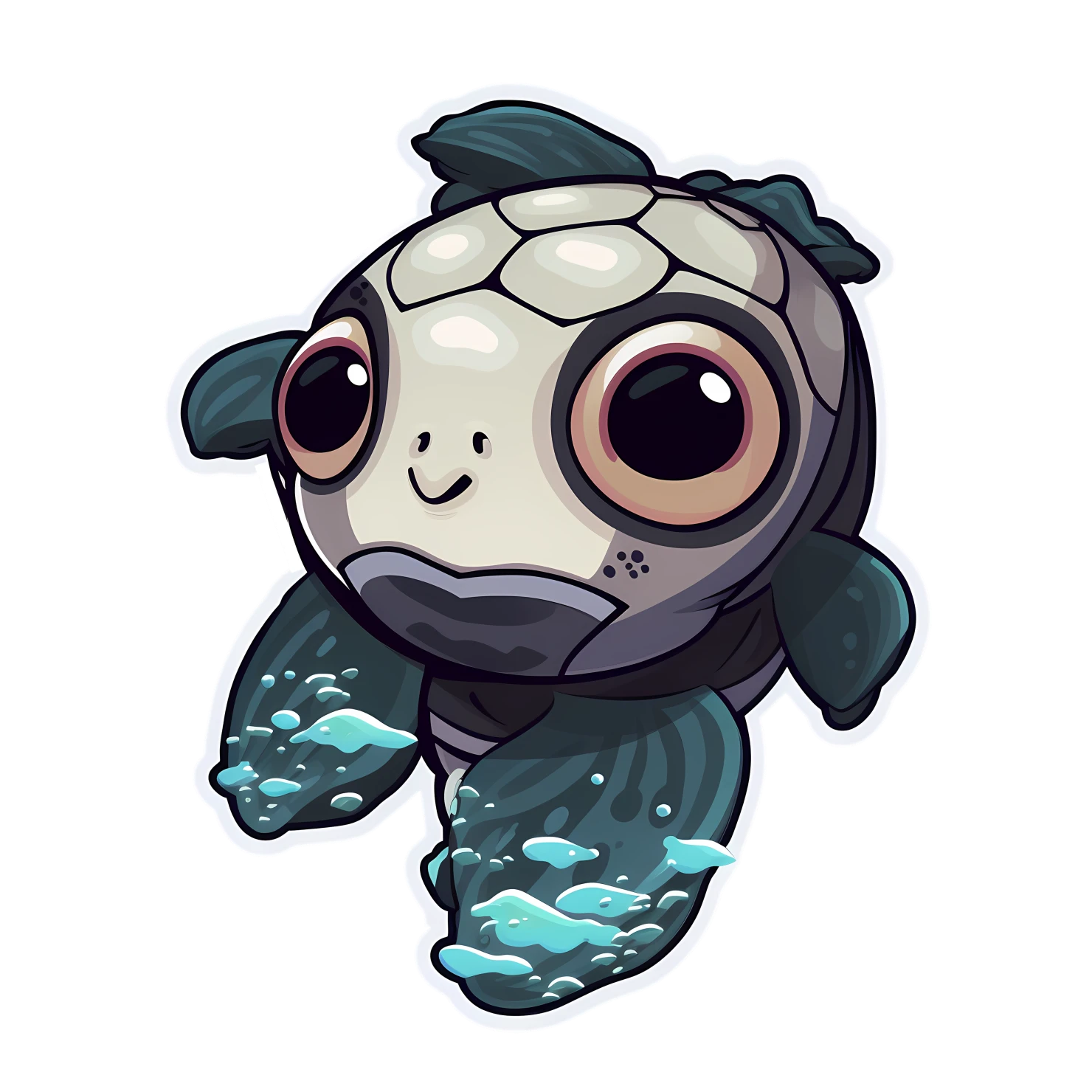 Kawaii sea turtle sticker isolated on transparent background #28376