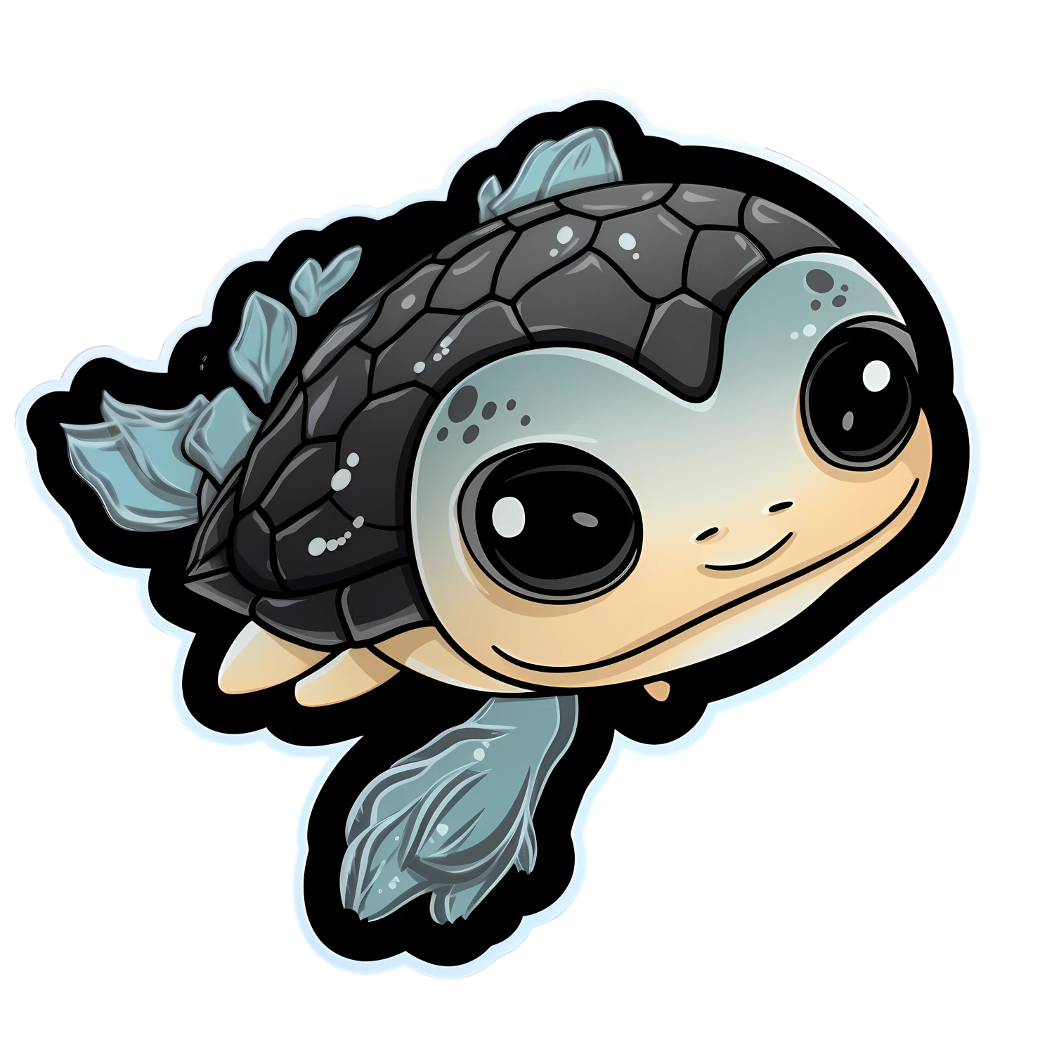 Kawaii sea turtle sticker isolated on transparent background #28377