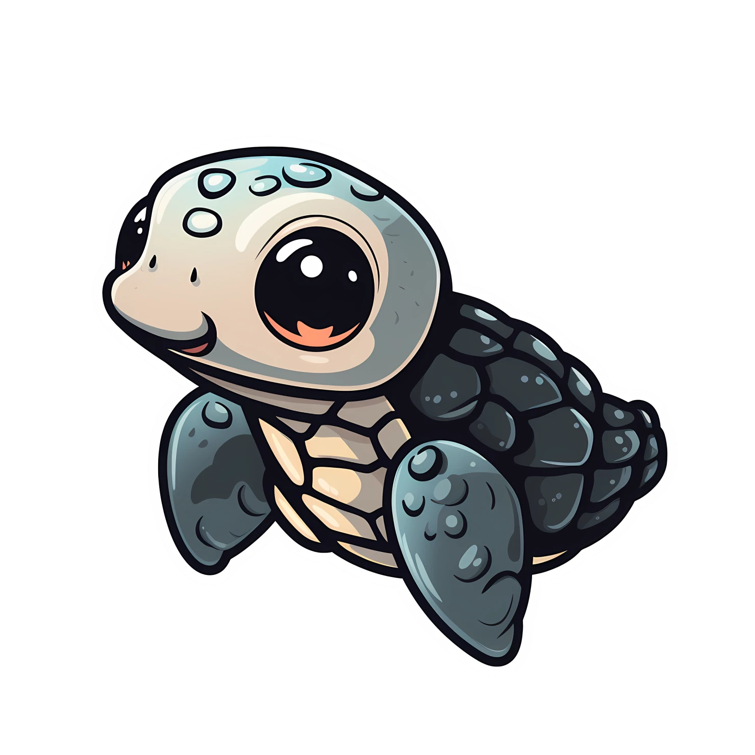 Kawaii sea turtle sticker isolated on transparent background #28378