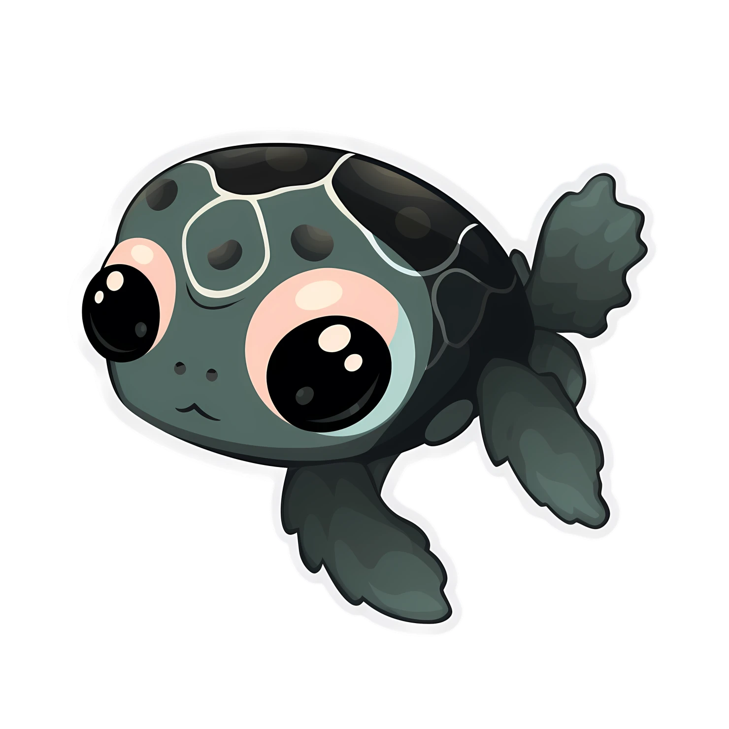 Kawaii sea turtle sticker isolated on transparent background #28379