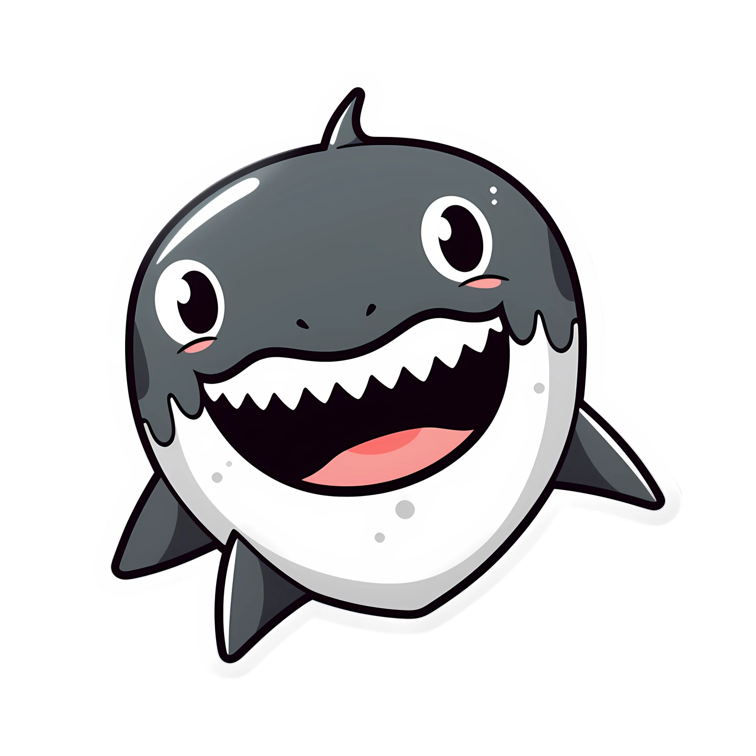 Kawaii shark sticker isolated on transparent background #28380