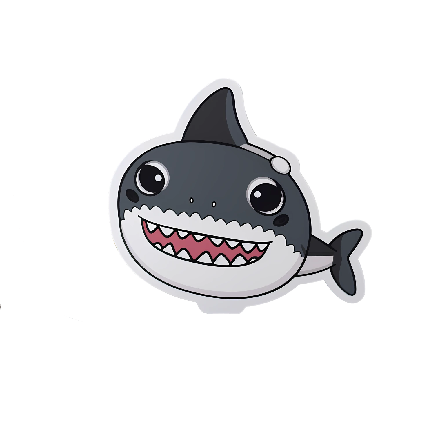 Kawaii shark sticker isolated on transparent background #28381