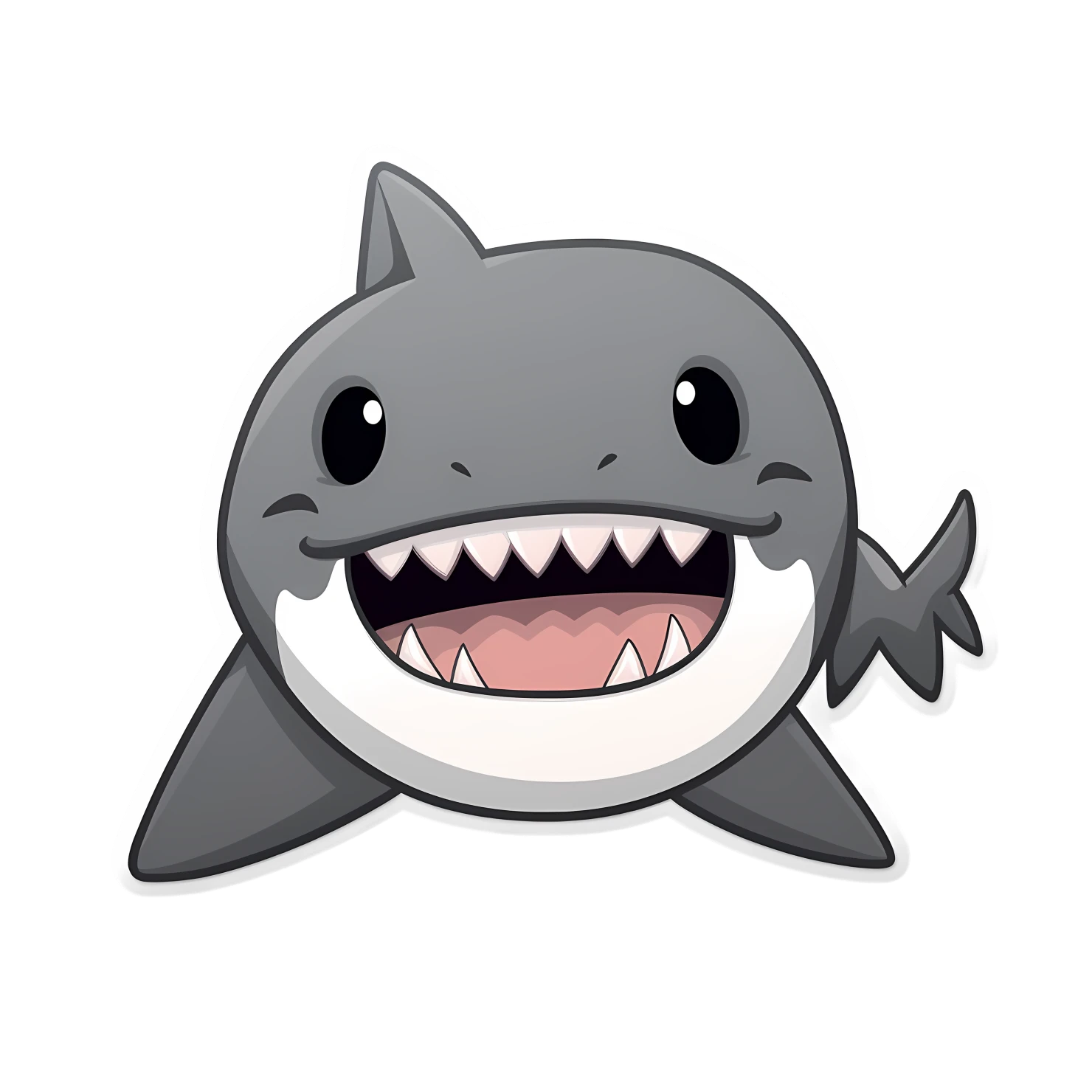 Kawaii shark sticker isolated on transparent background #28382