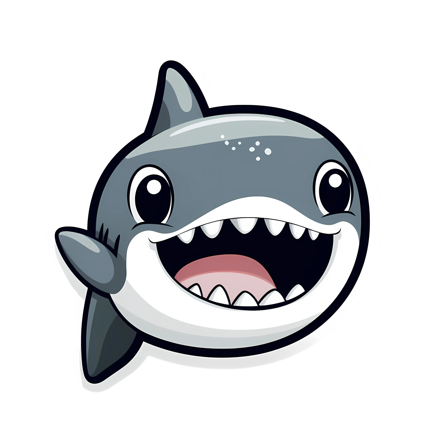 Kawaii shark sticker isolated on transparent background #28386