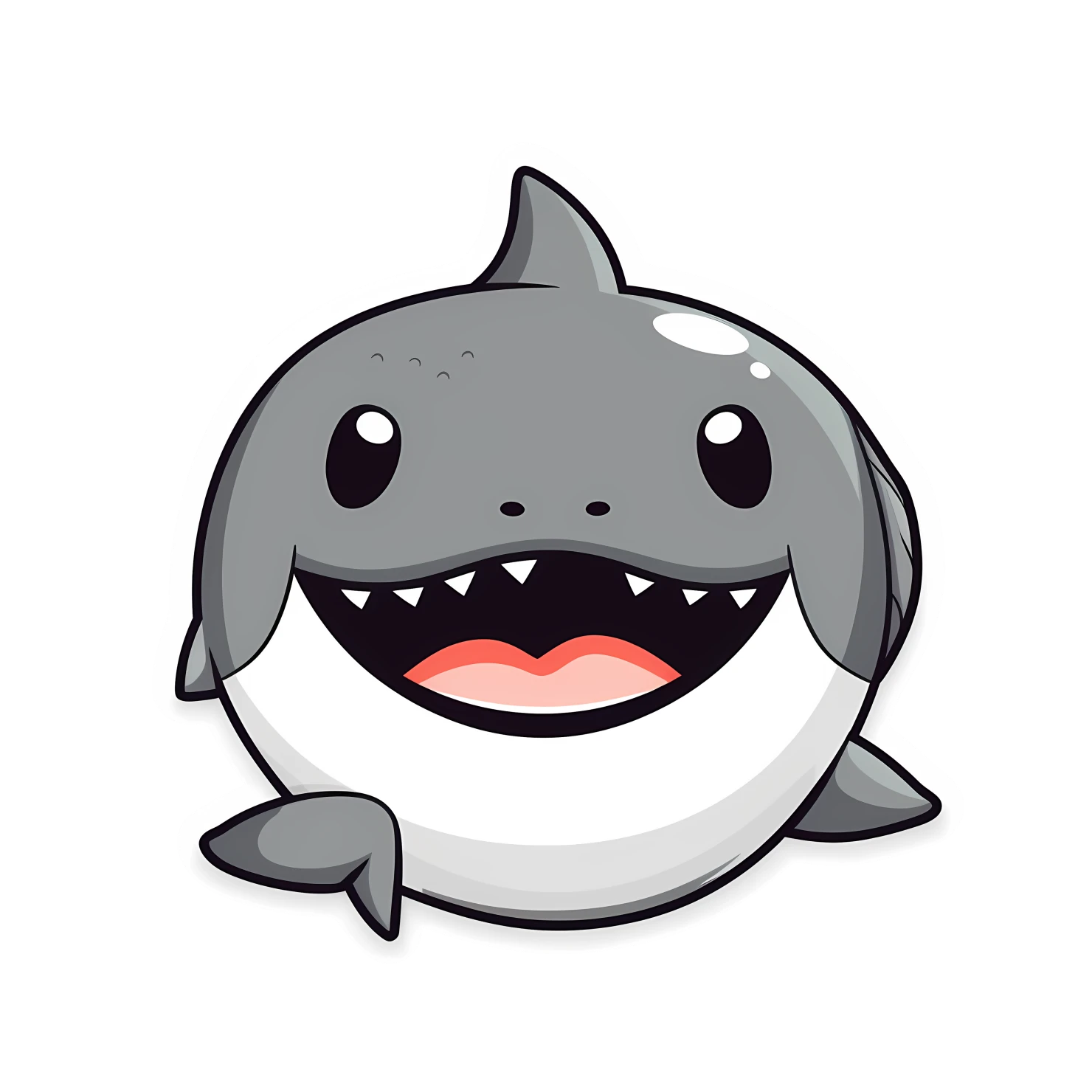 Kawaii shark sticker isolated on transparent background #28388