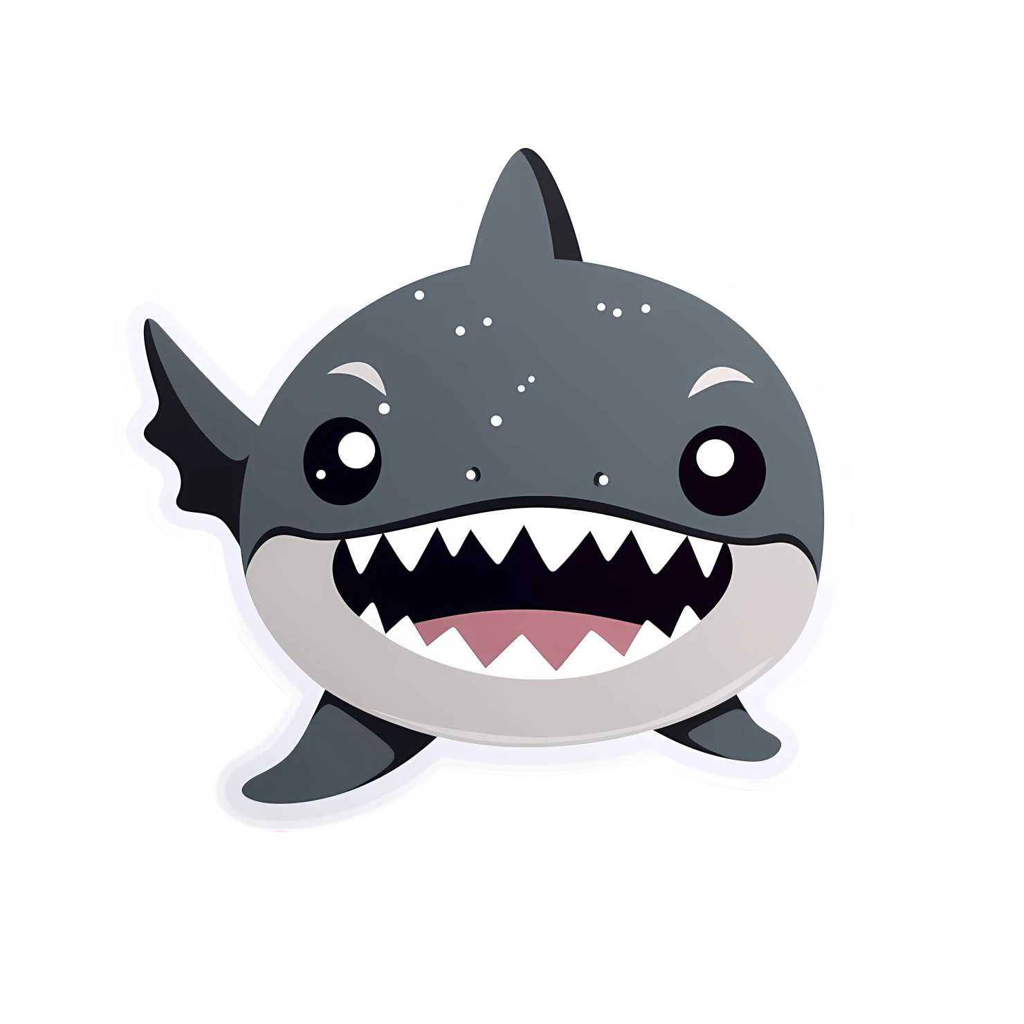 Kawaii shark sticker isolated on transparent background #28389