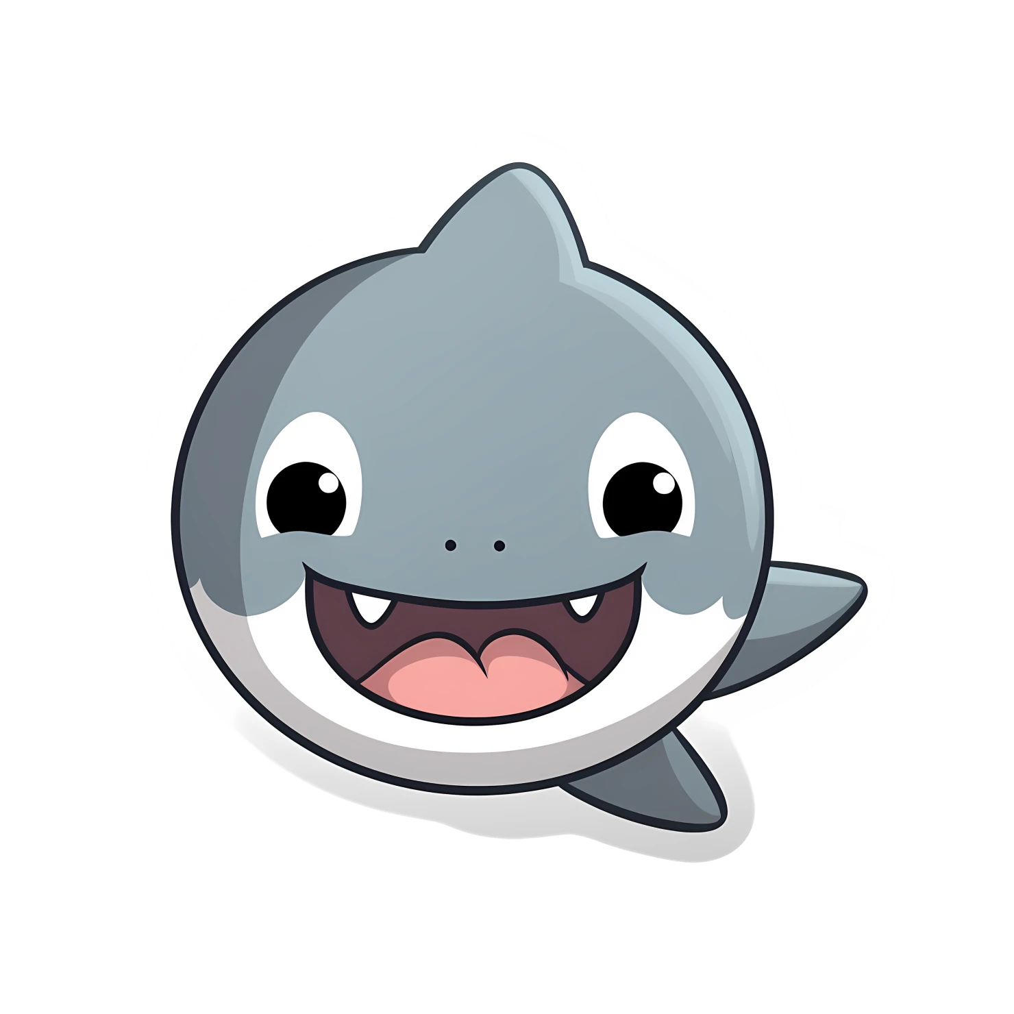 Kawaii shark sticker isolated on transparent background #28391