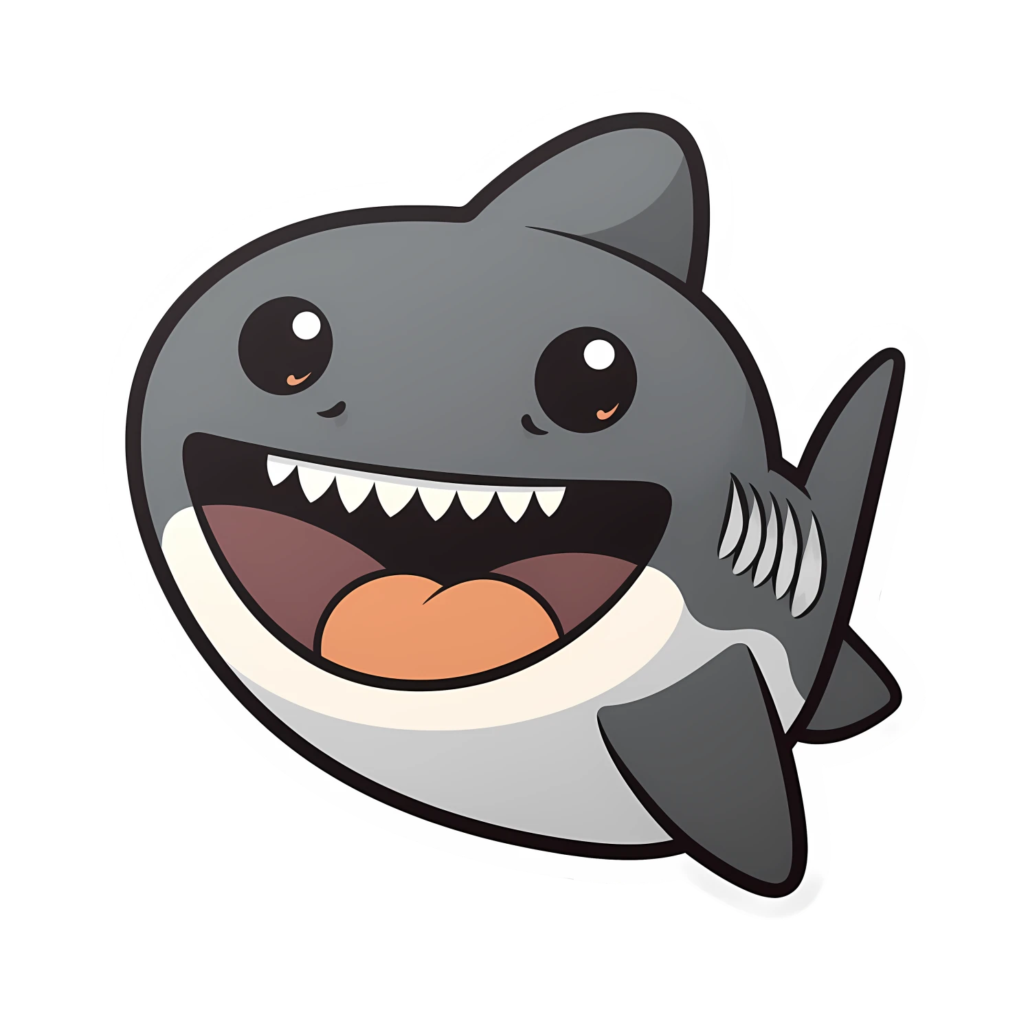 Kawaii shark sticker isolated on transparent background #28395