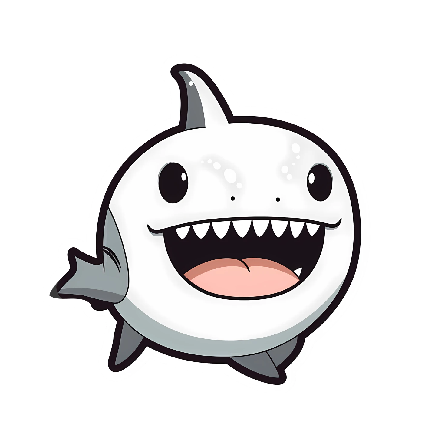 Kawaii shark sticker isolated on transparent background #28396