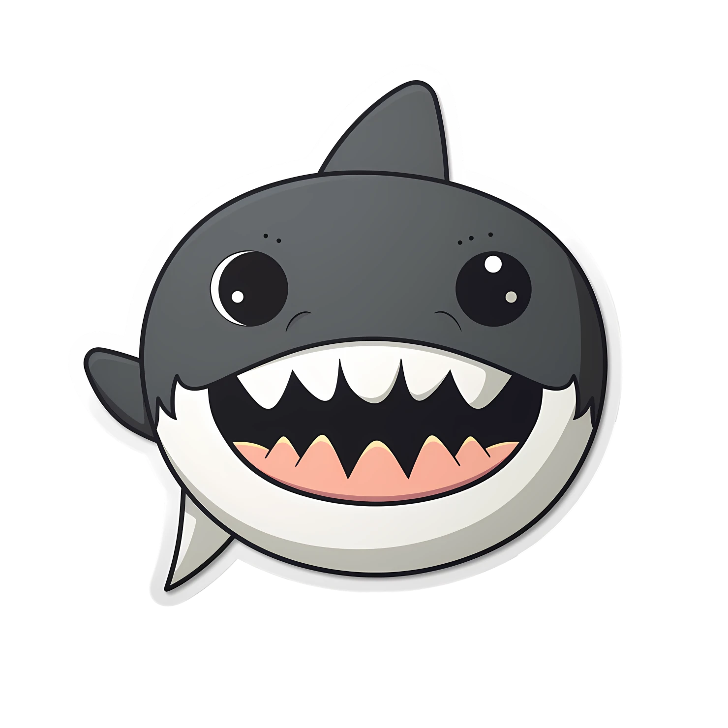 Kawaii shark sticker isolated on transparent background #28398