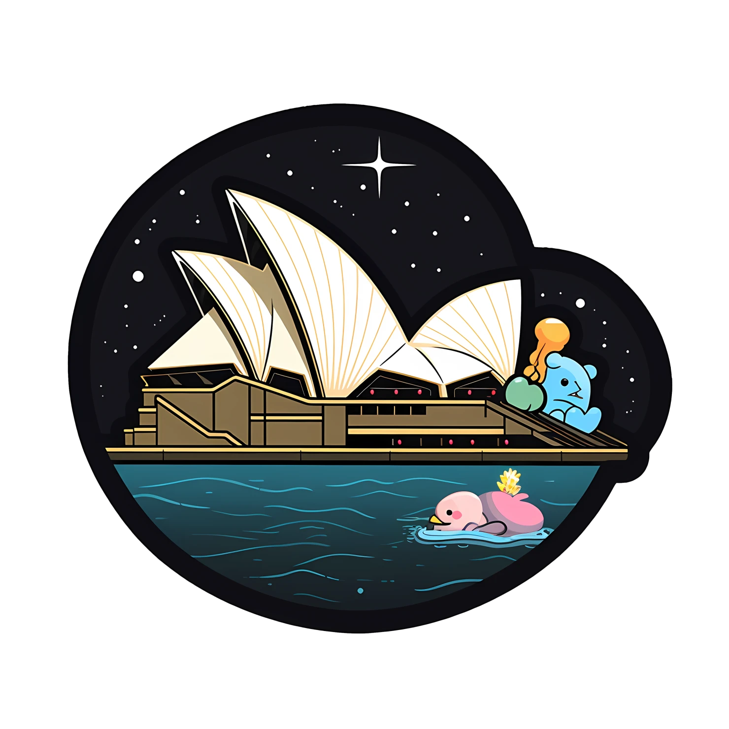Kawaii Sydney opera house sticker isolated on transparent background #28501