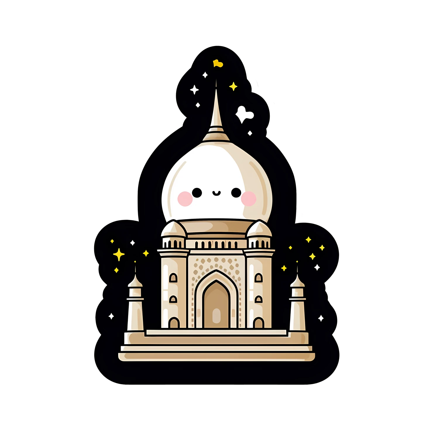 Kawaii Taj mahal sticker isolated on transparent background #28518