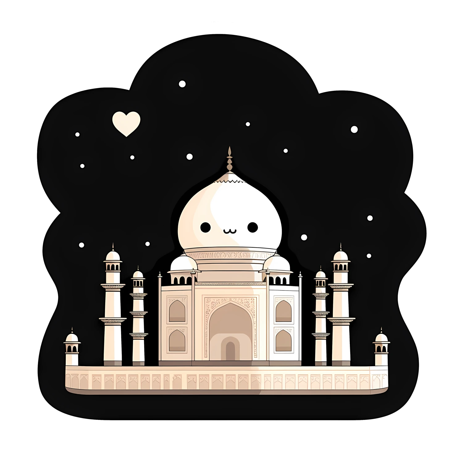Kawaii Taj mahal sticker isolated on transparent background #28520