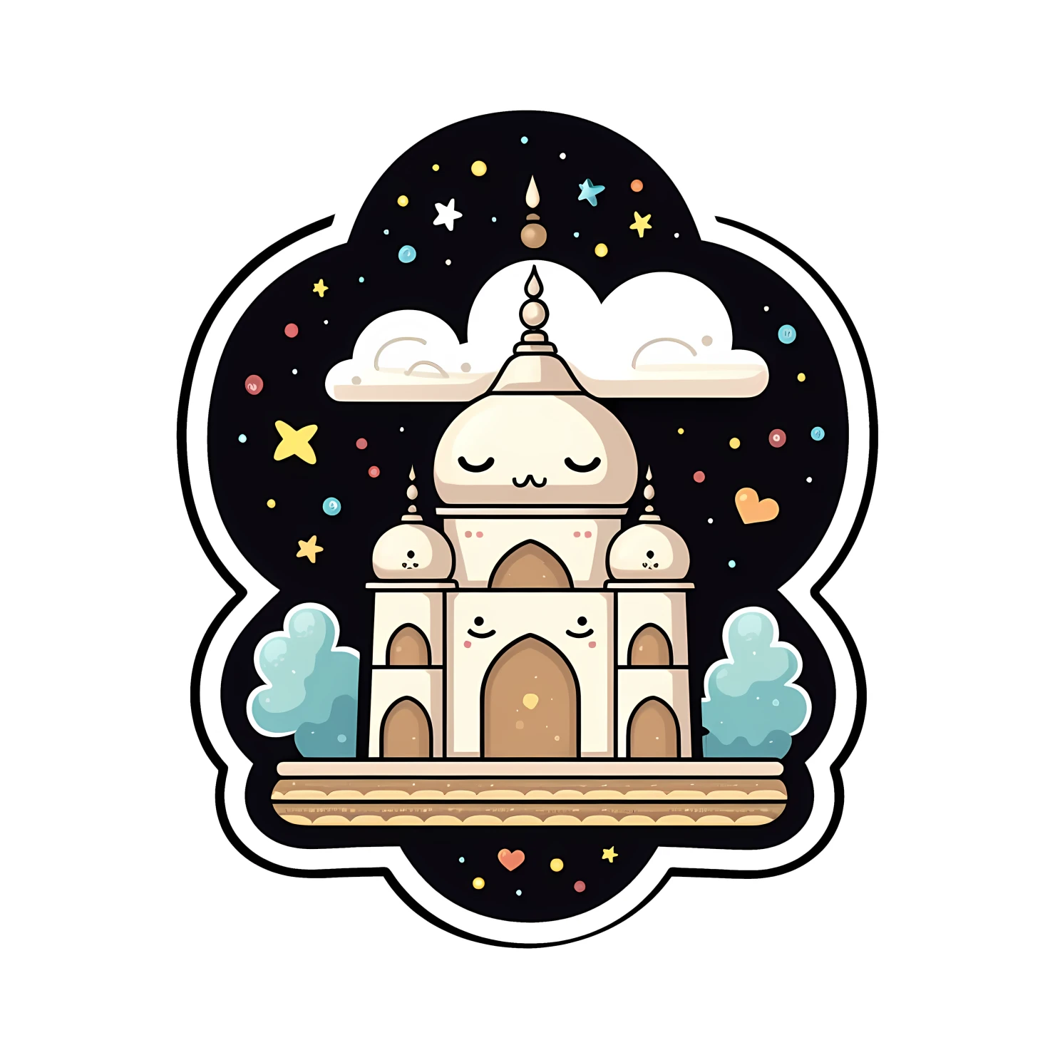 Kawaii Taj mahal sticker isolated on transparent background #28521