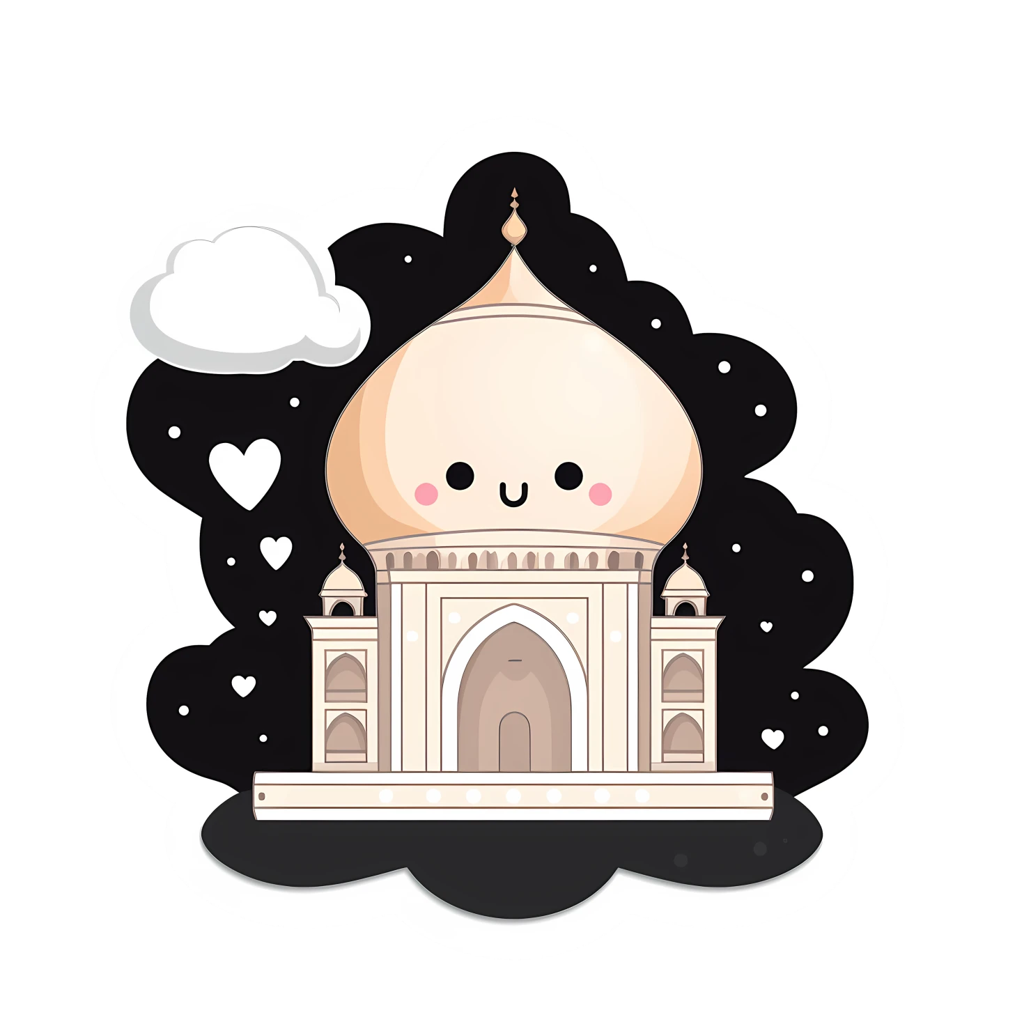 Kawaii Taj mahal sticker isolated on transparent background #28523