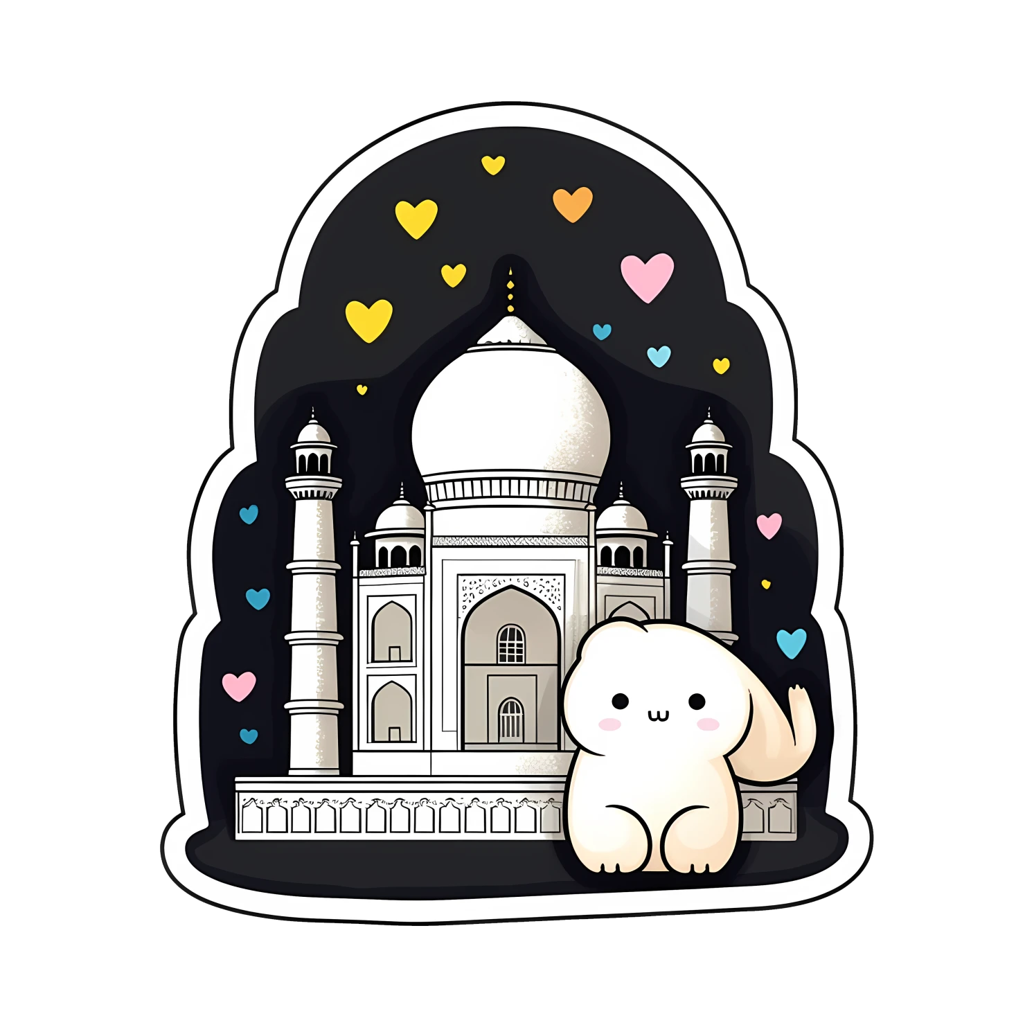 Kawaii Taj mahal sticker isolated on transparent background #28524