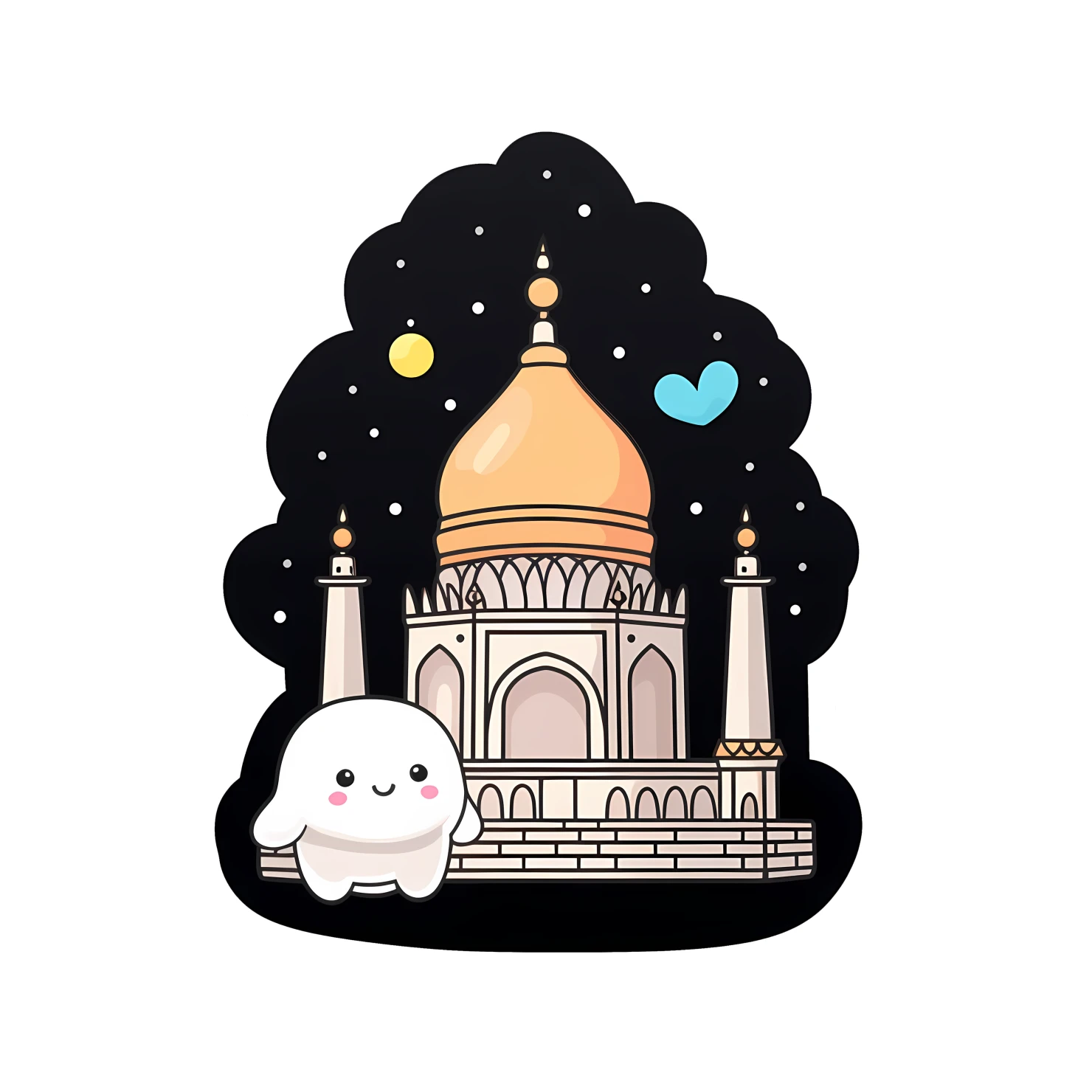 Kawaii Taj mahal sticker isolated on transparent background #28525