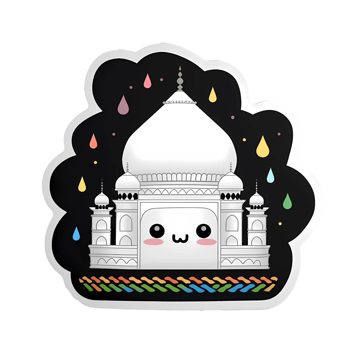 Kawaii Taj mahal sticker isolated on transparent background #28530