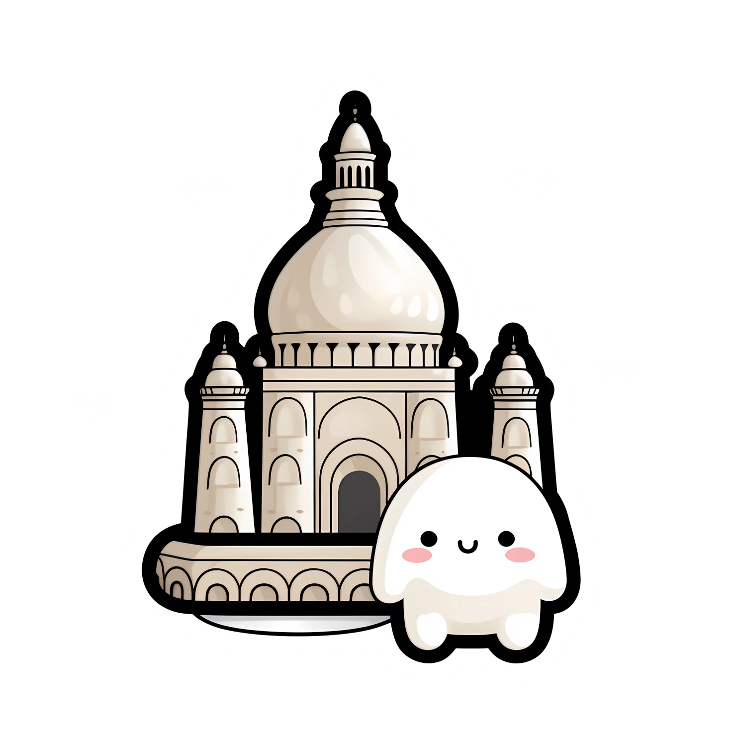 Kawaii Taj mahal sticker isolated on transparent background #28532