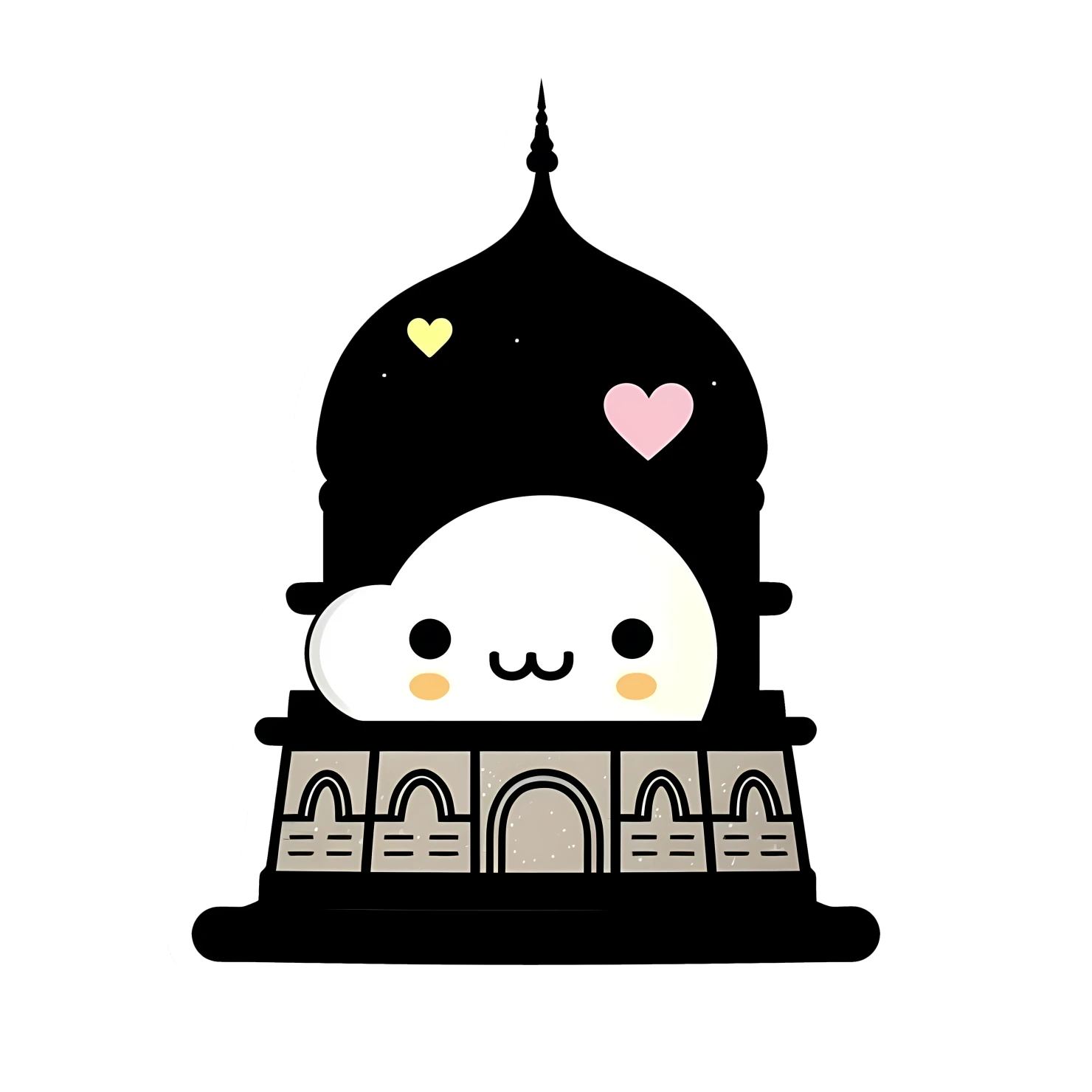 Kawaii Taj mahal sticker isolated on transparent background #28534