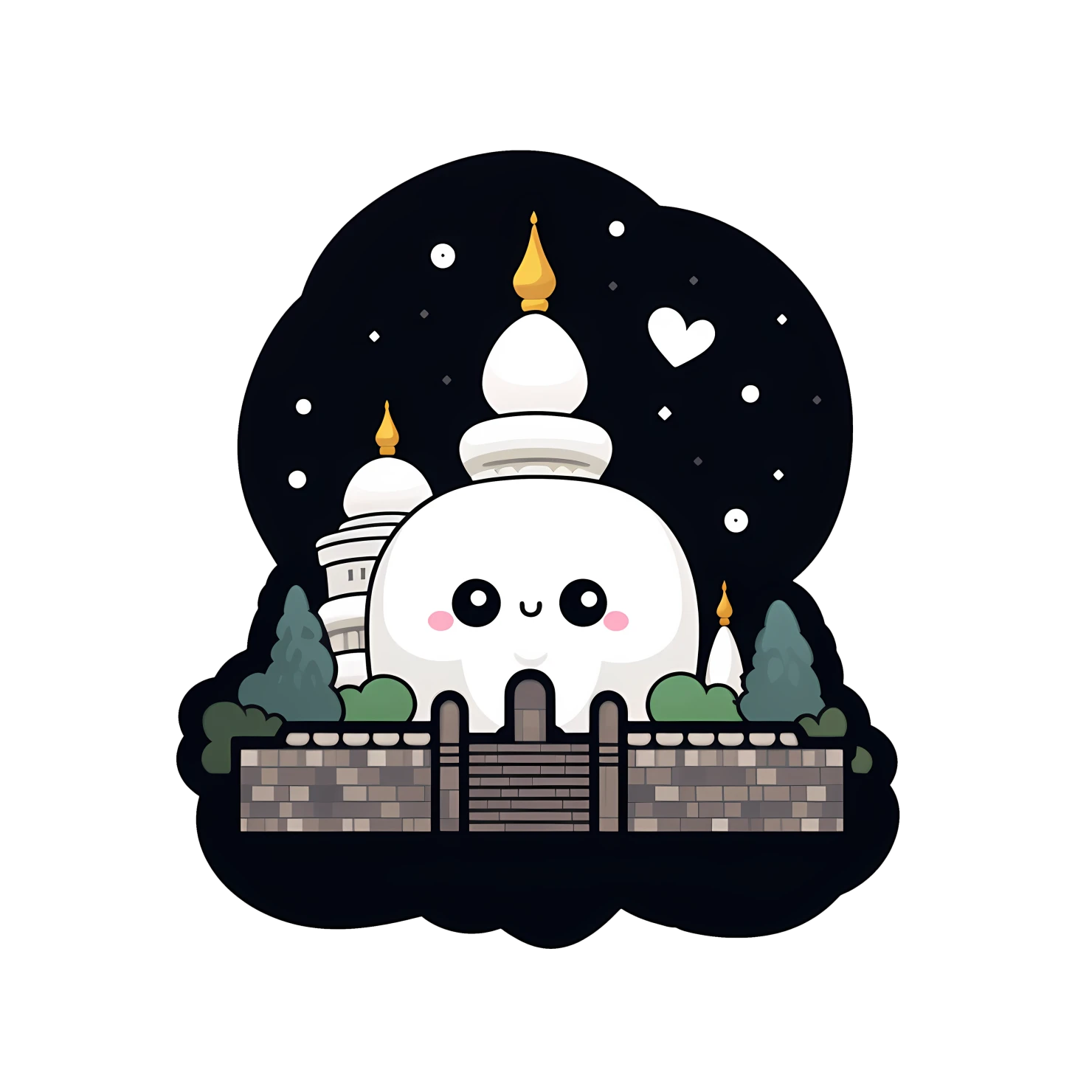Kawaii Taj mahal sticker isolated on transparent background #28535