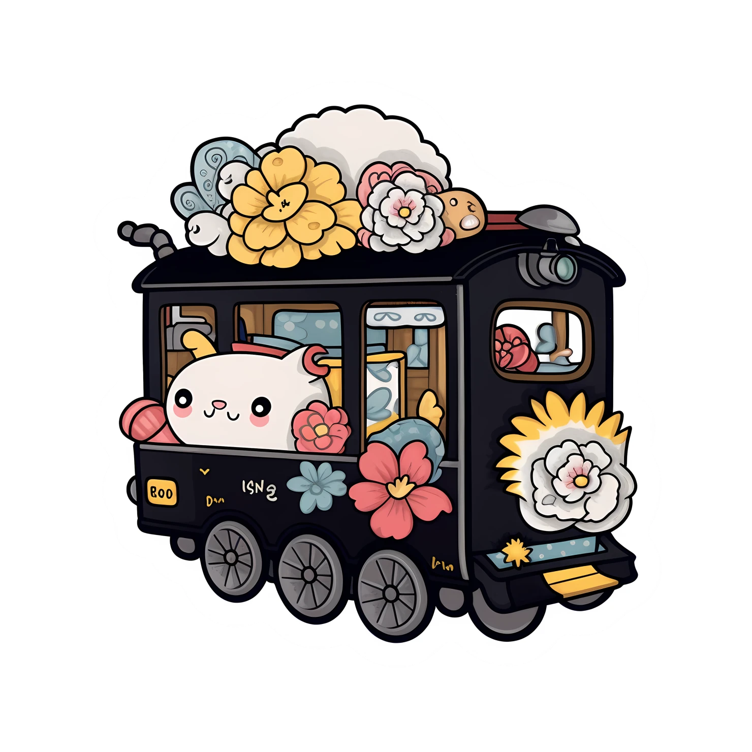 Kawaii train sticker isolated on transparent background #28555