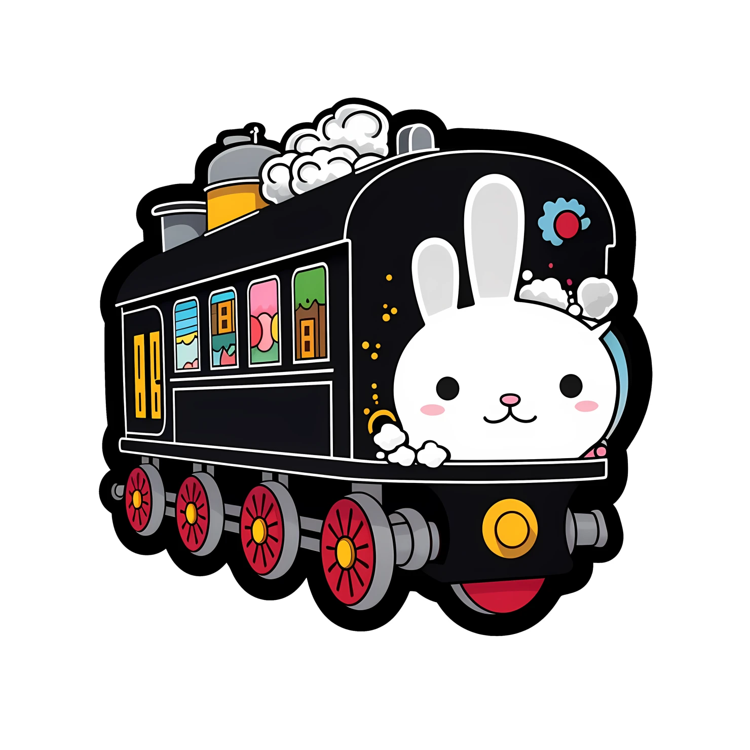 Kawaii train sticker isolated on transparent background #28556
