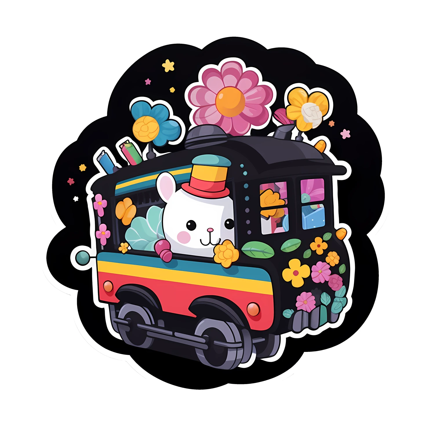 Kawaii train sticker isolated on transparent background #28557