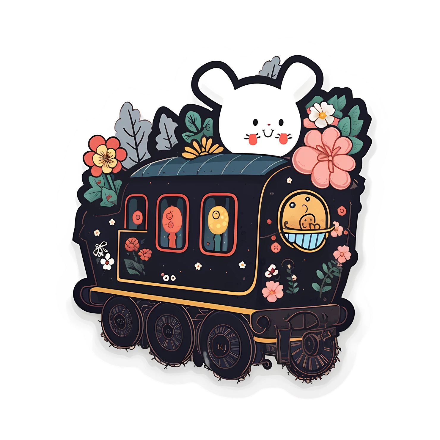 Kawaii train sticker isolated on transparent background #28558