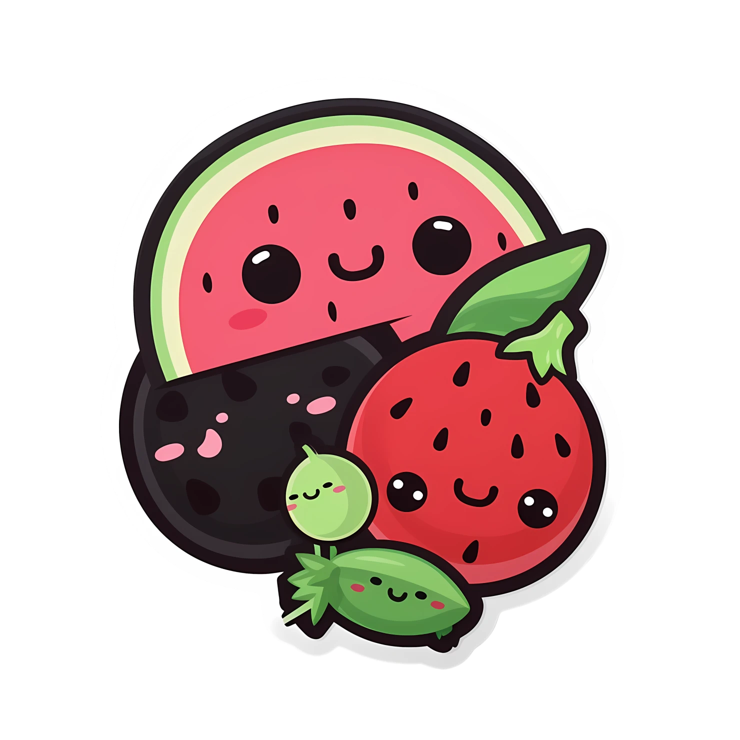 Kawaii watermelon sticker isolated on transparent background #28567