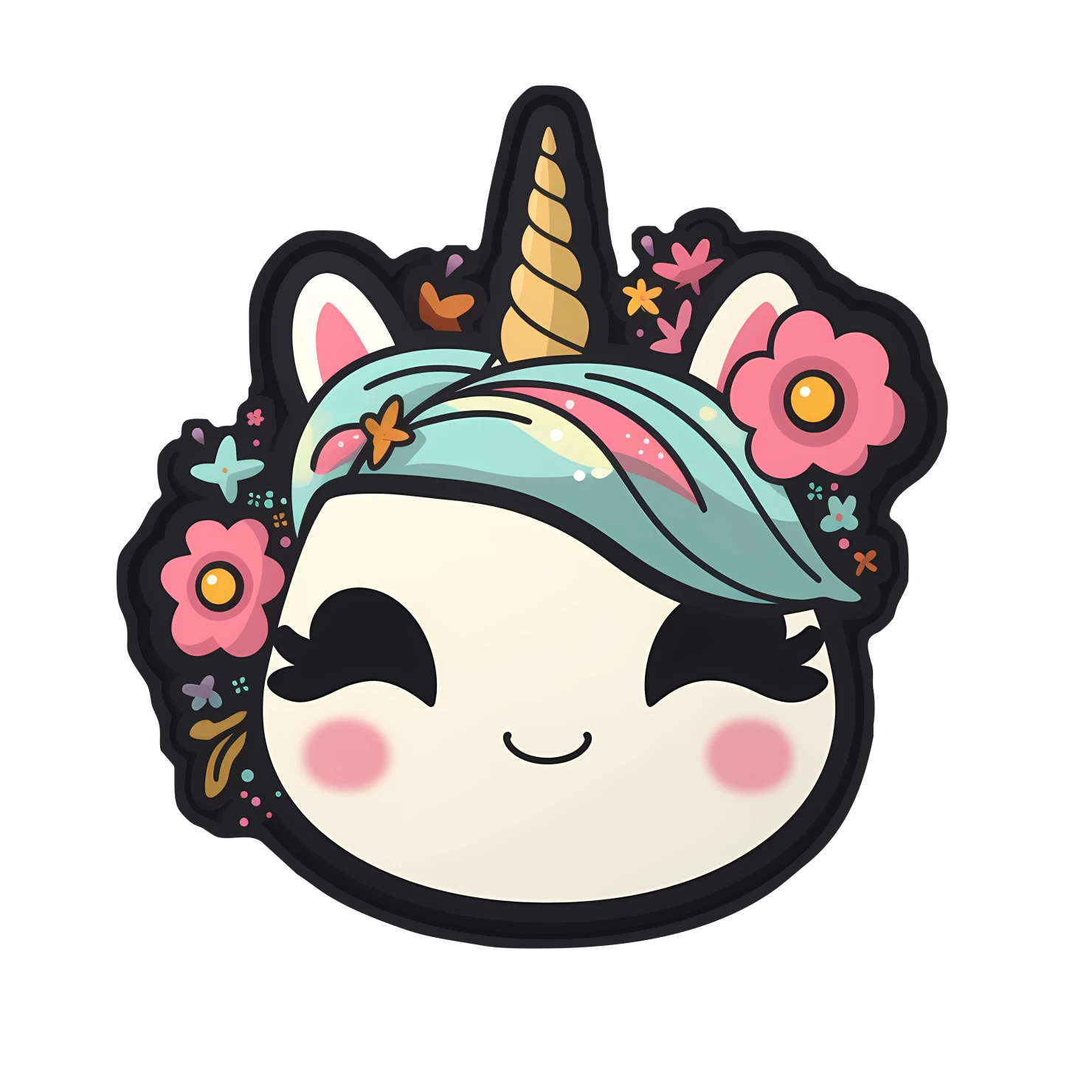 Kawaii unicorn sticker isolated on transparent background #28576