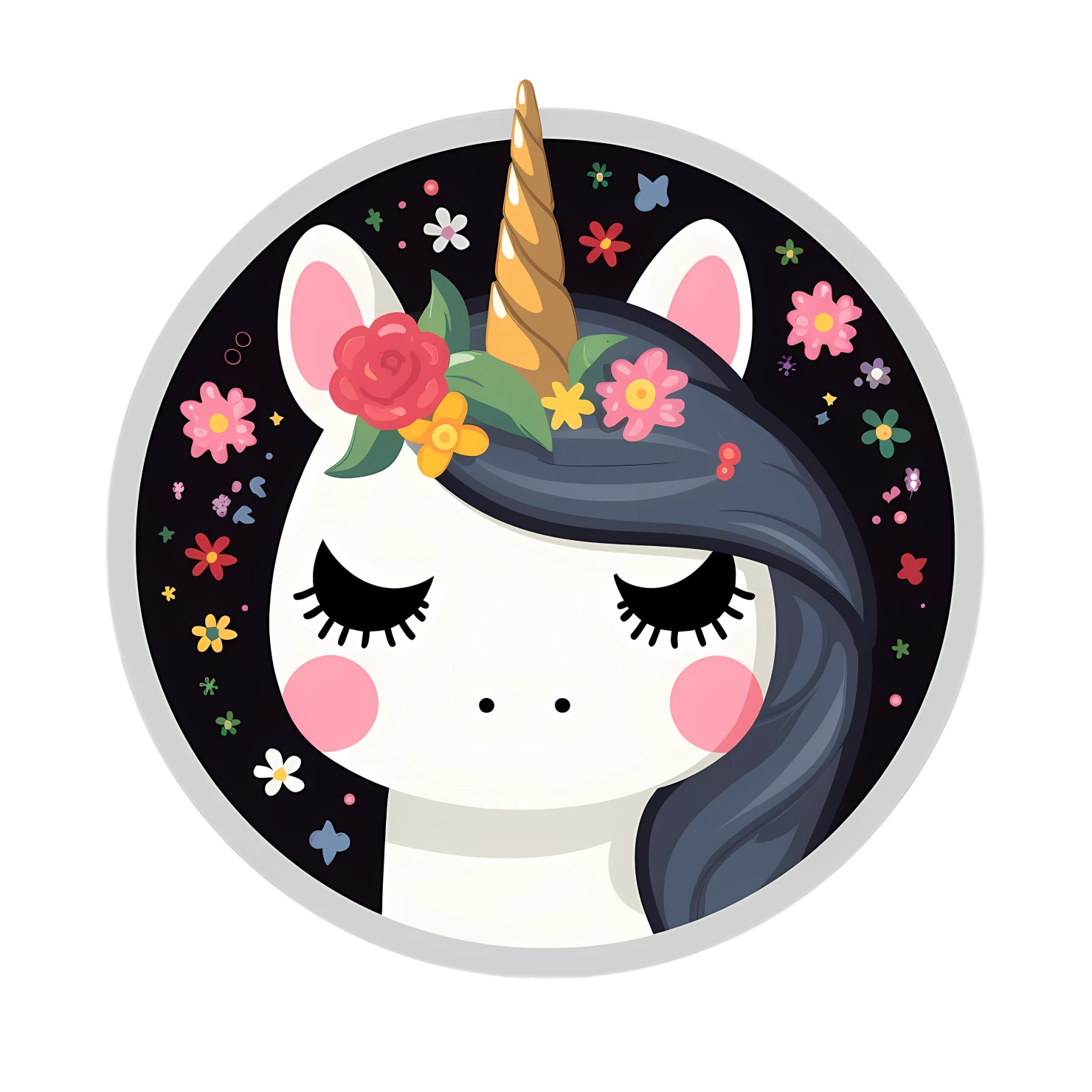 Kawaii unicorn sticker isolated on transparent background #28578