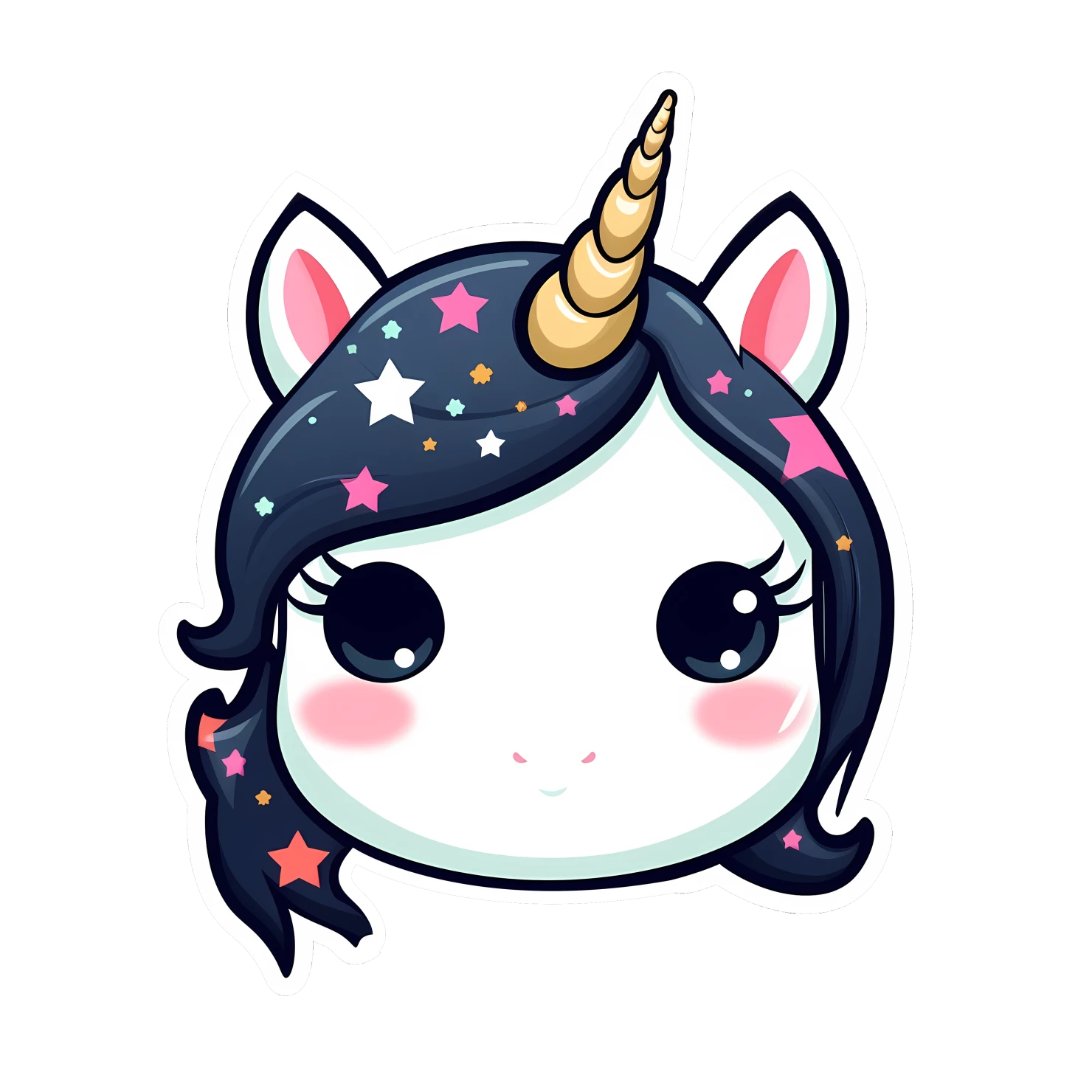 Kawaii unicorn sticker isolated on transparent background #28582