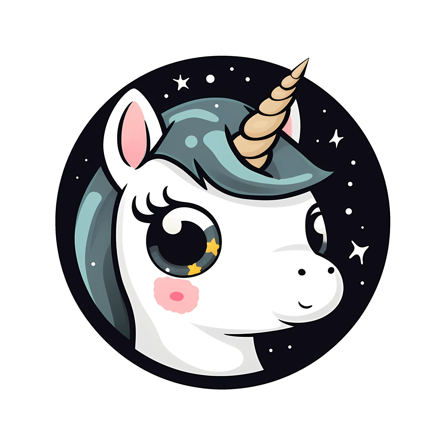 Kawaii unicorn sticker isolated on transparent background #28584