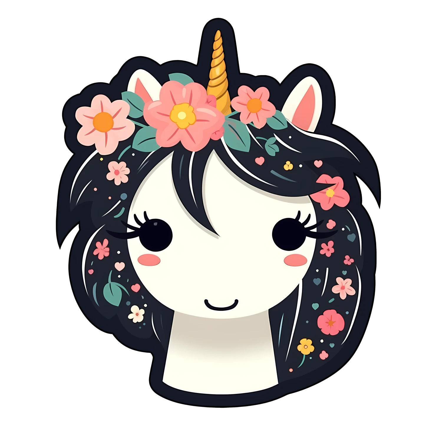 Kawaii unicorn sticker isolated on transparent background #28586