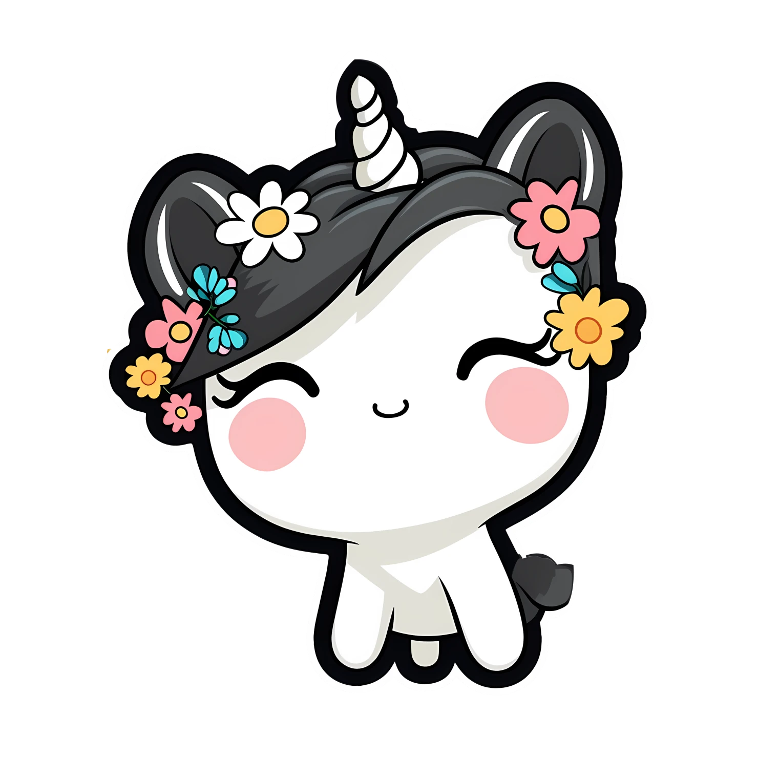 Kawaii unicorn sticker isolated on transparent background #28589