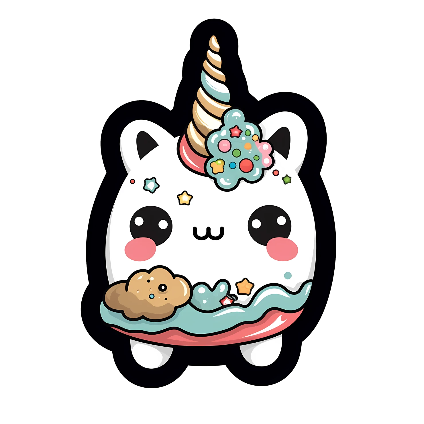 Kawaii unicorn sticker isolated on transparent background #28595