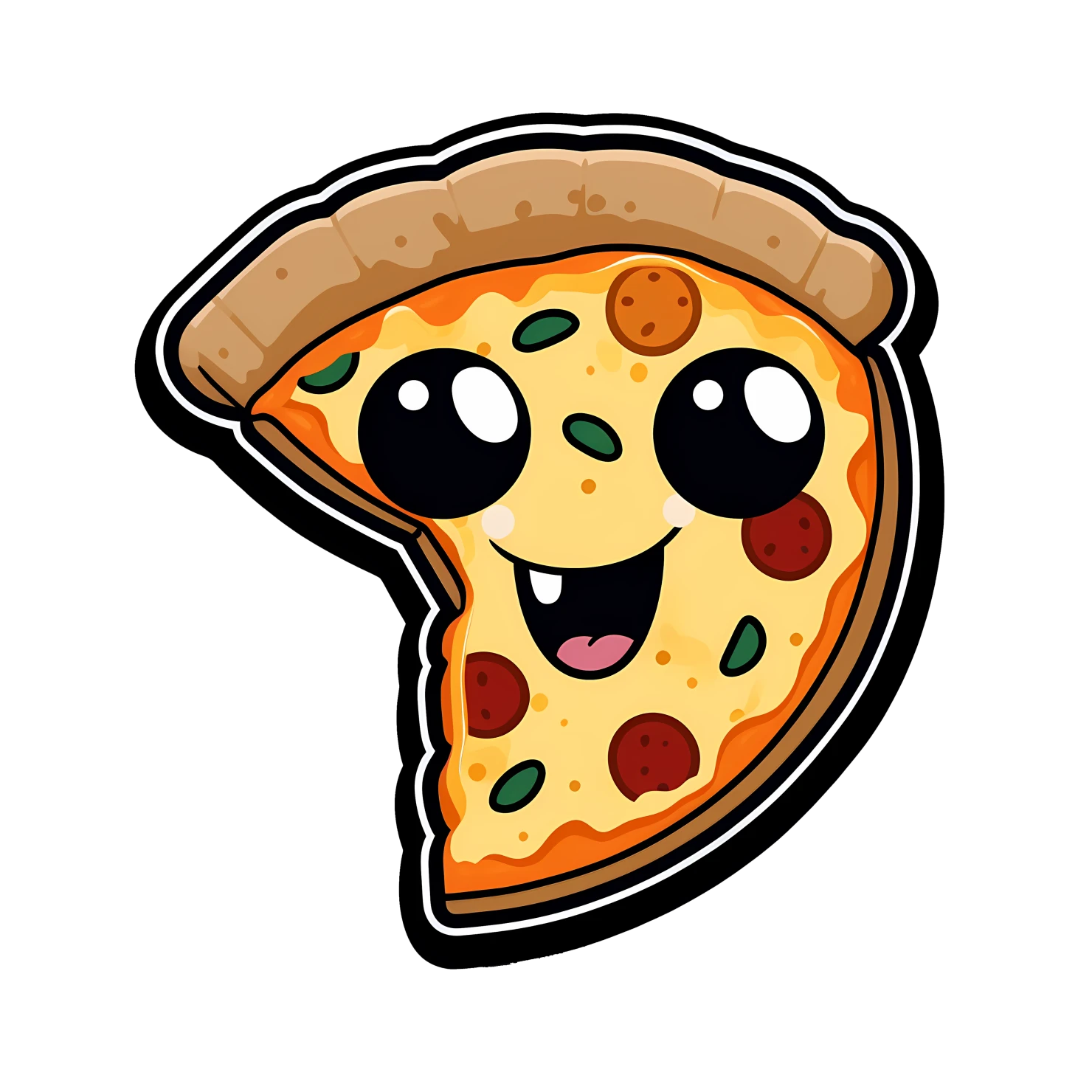 Kawaii pizza sticker isolated on transparent background #28617