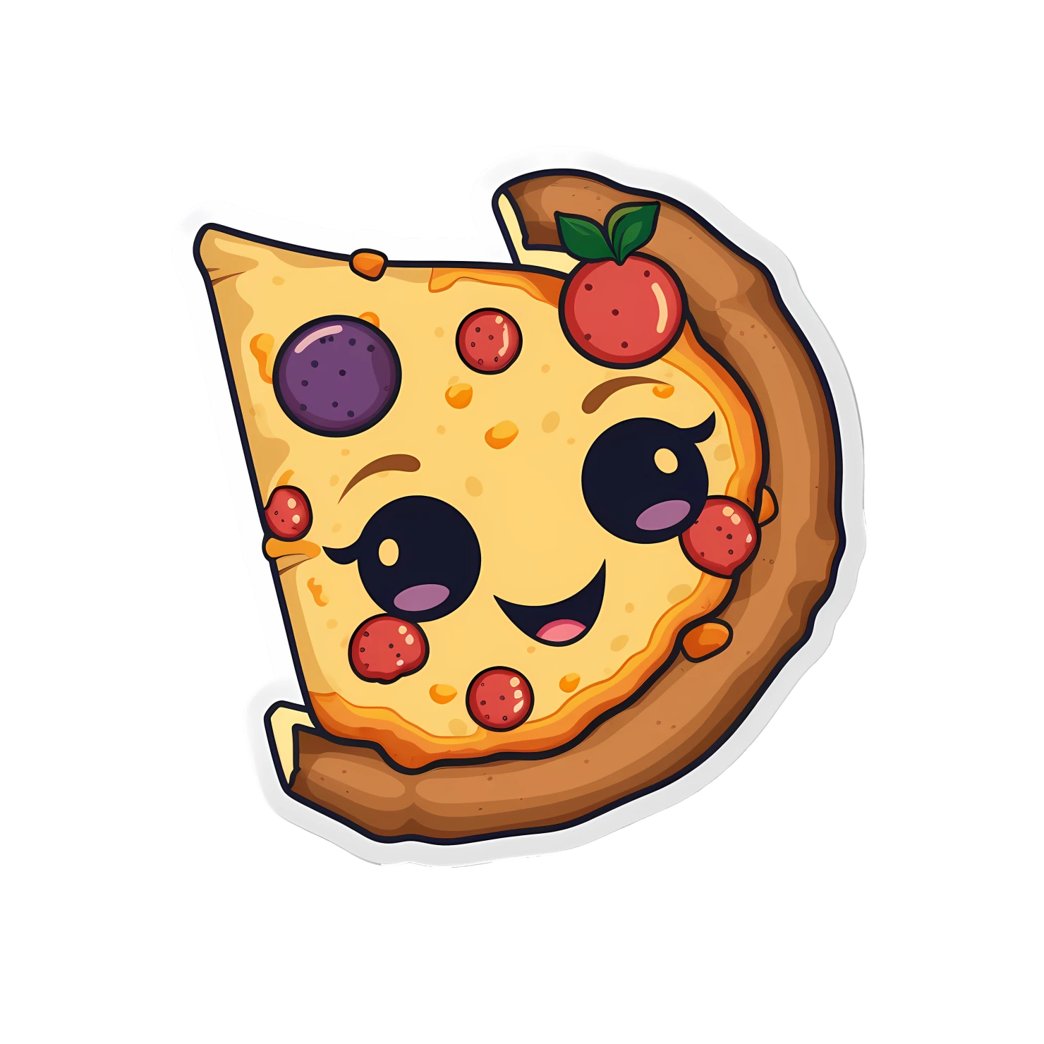 Kawaii pizza sticker isolated on transparent background #28625