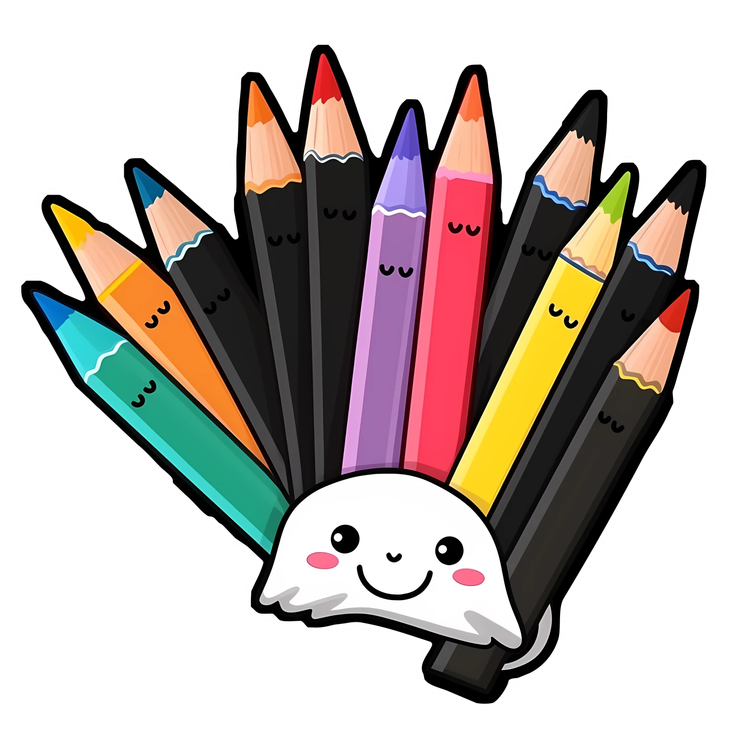 Kawaii crayon sticker isolated on transparent background #28627