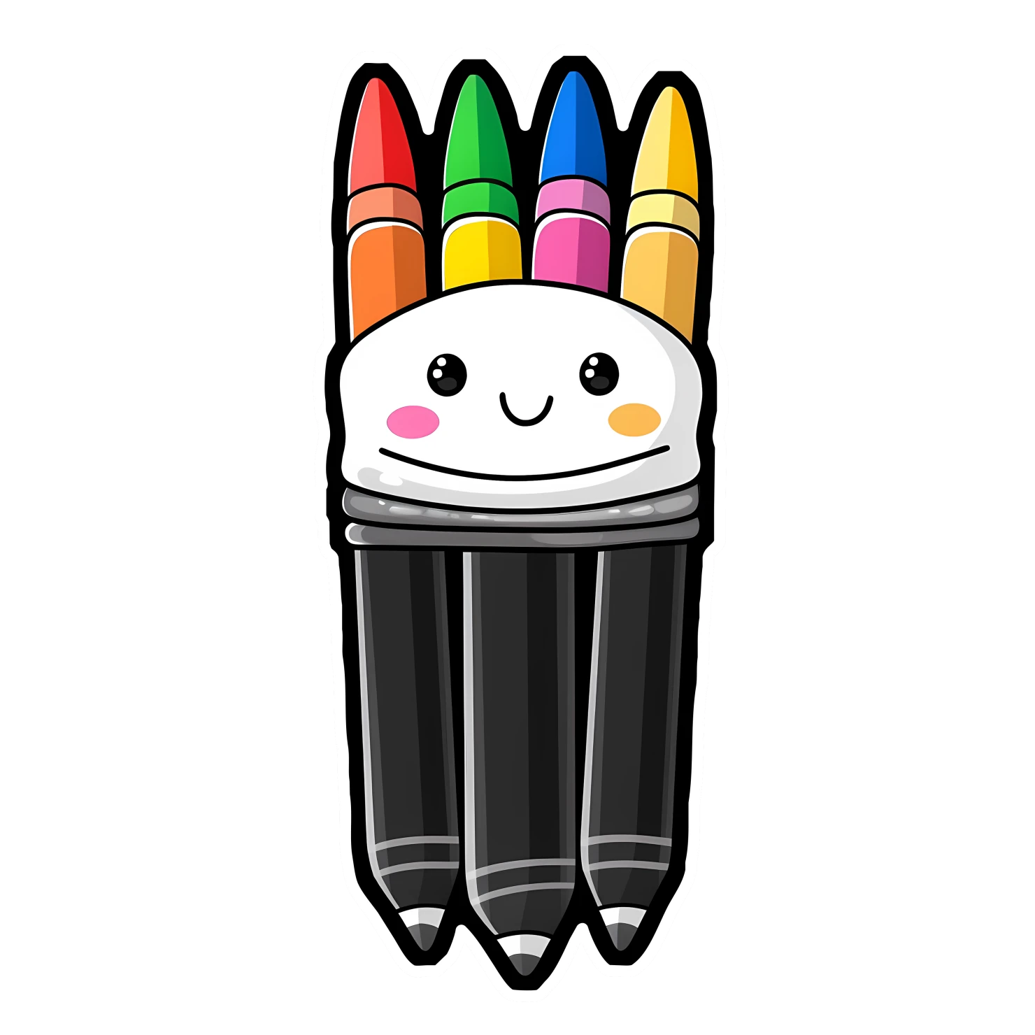Kawaii crayon sticker isolated on transparent background #28629