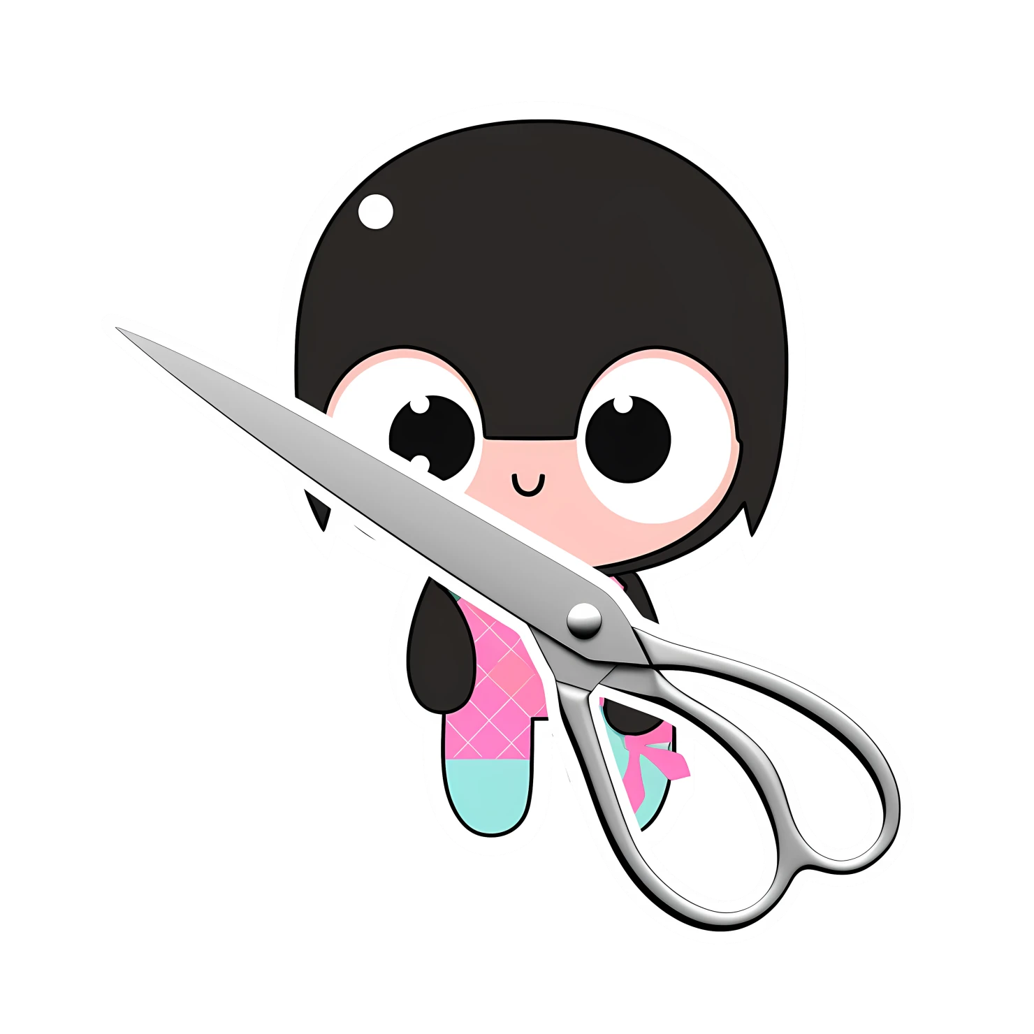 Kawaii scissors sticker isolated on transparent background #28649