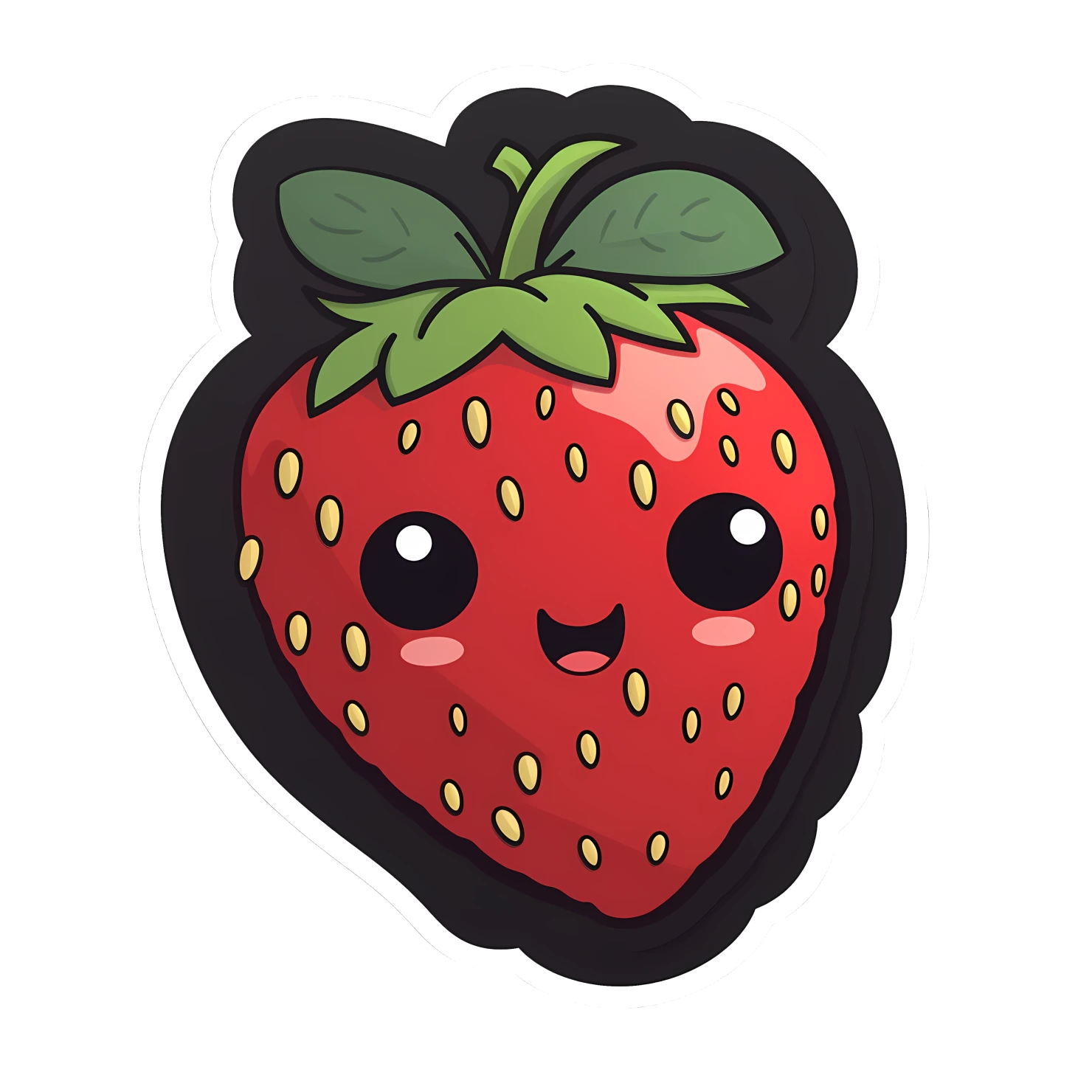 Kawaii strawberry sticker isolated on transparent background #28651