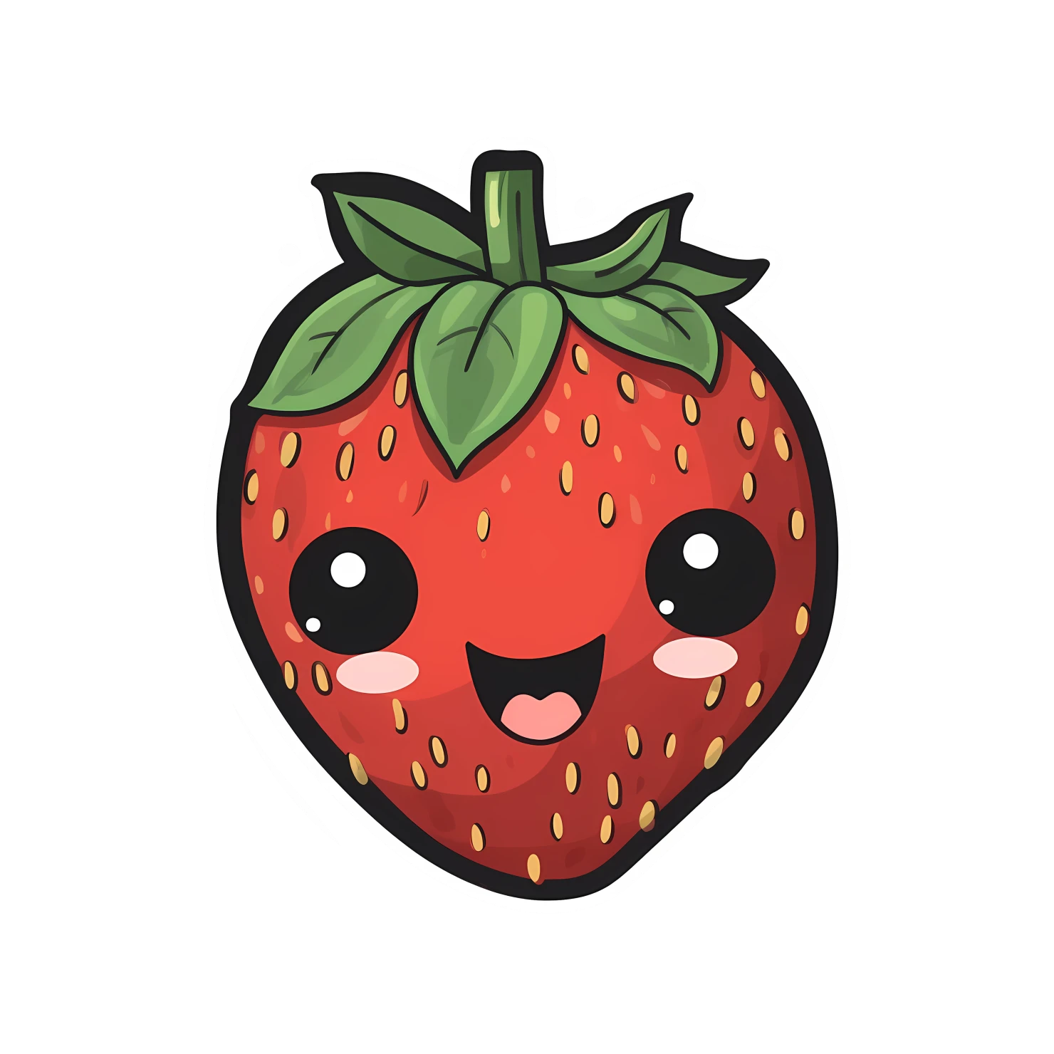 Kawaii strawberry sticker isolated on transparent background #28652