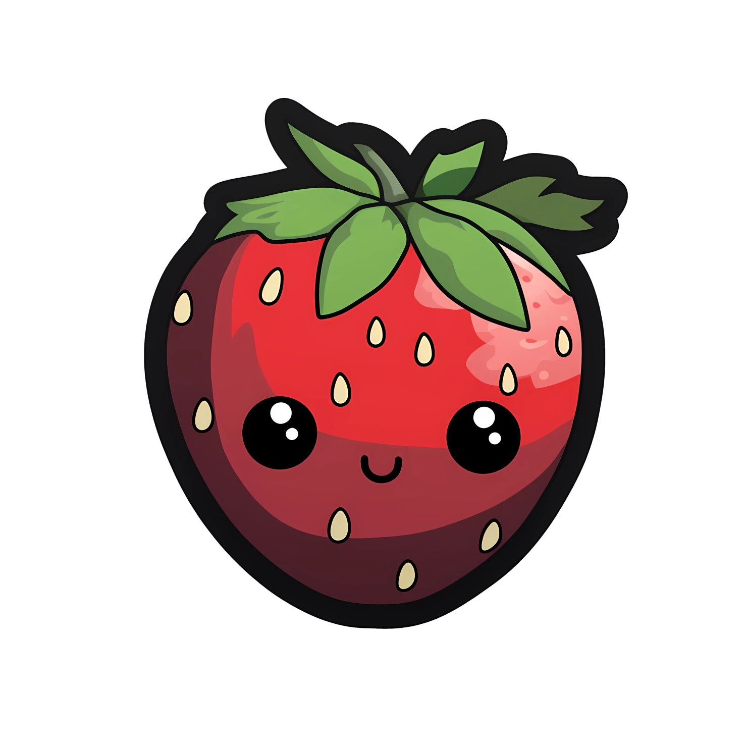 Kawaii strawberry sticker isolated on transparent background #28654