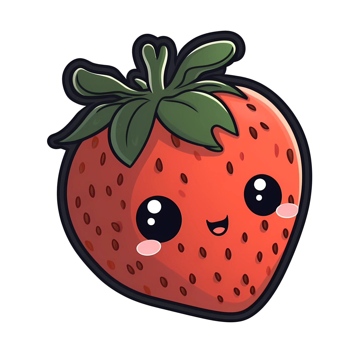 Kawaii strawberry sticker isolated on transparent background #28655