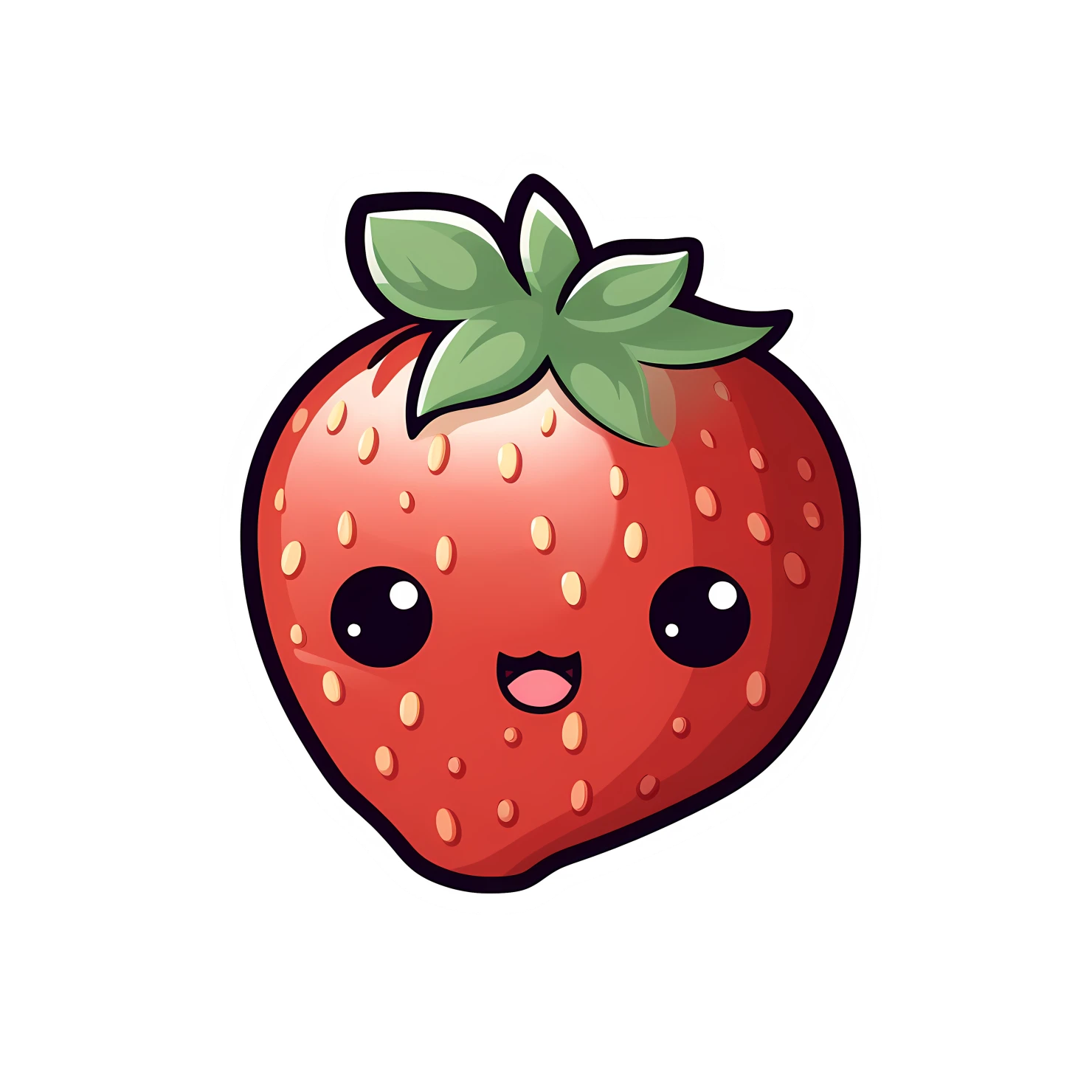 Kawaii strawberry sticker isolated on transparent background #28657